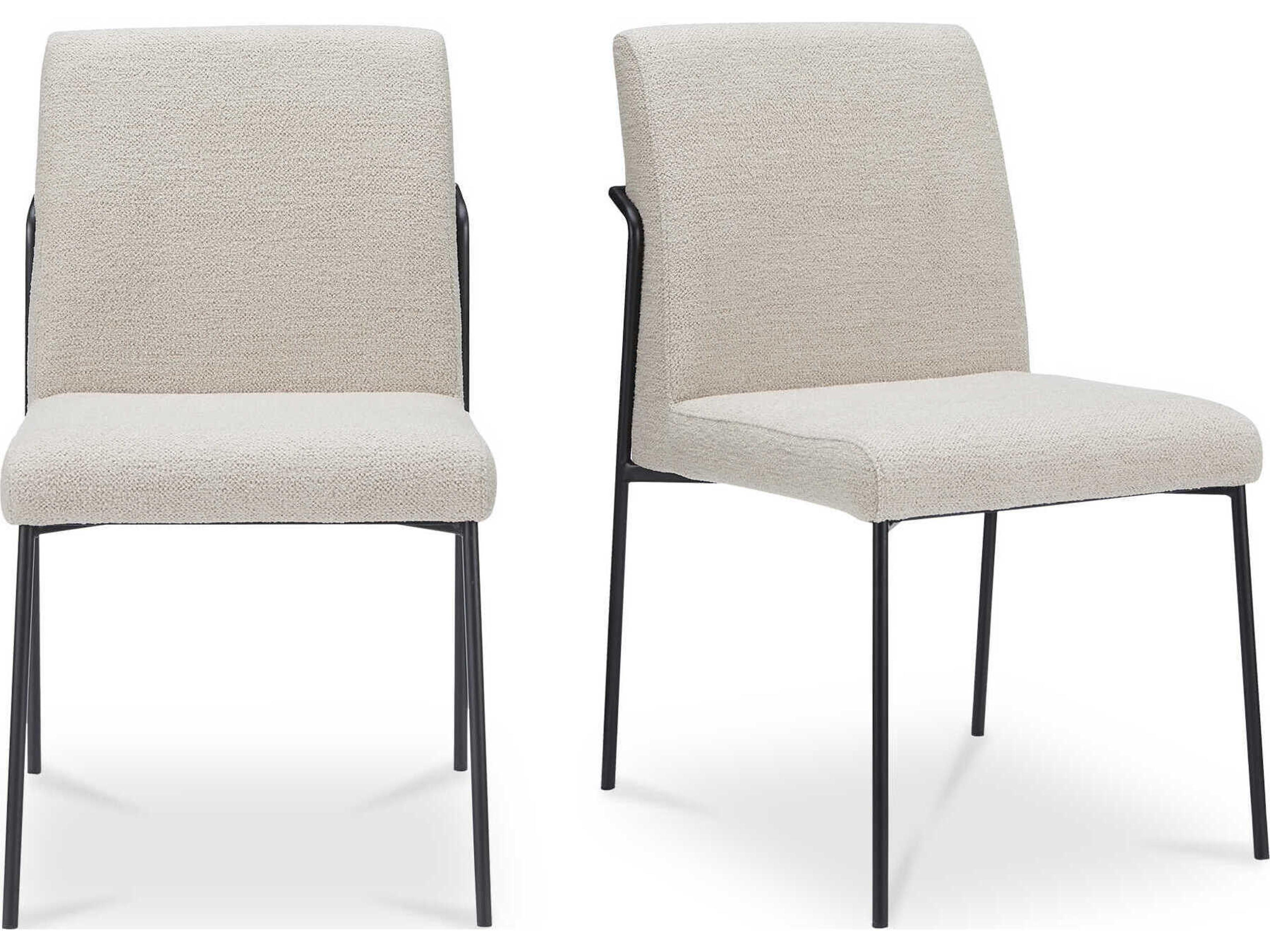 Danny Plywood White Upholstered Armless Dining Chair Set of 2