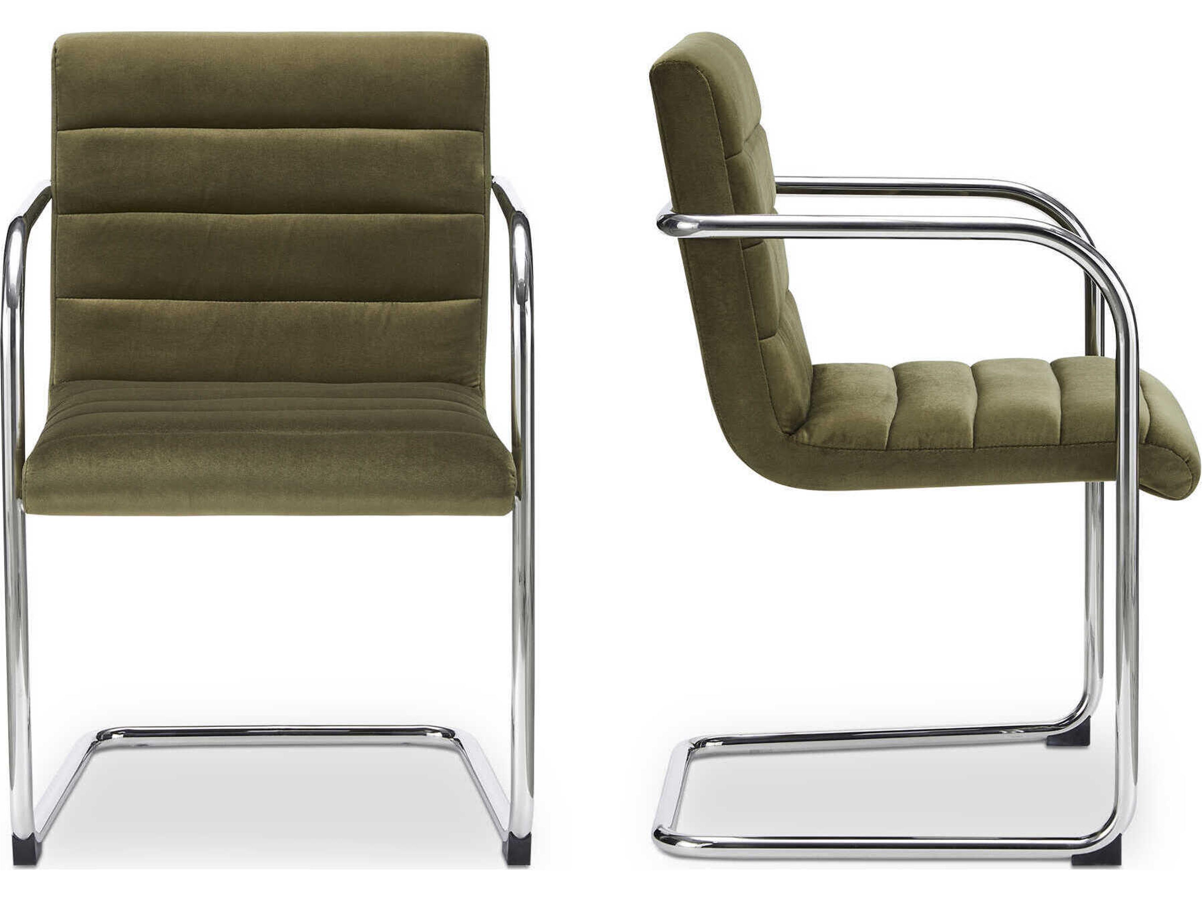 Moe's Home Pedro Plywood Green Upholstered Arm Dining Chair Set of 2