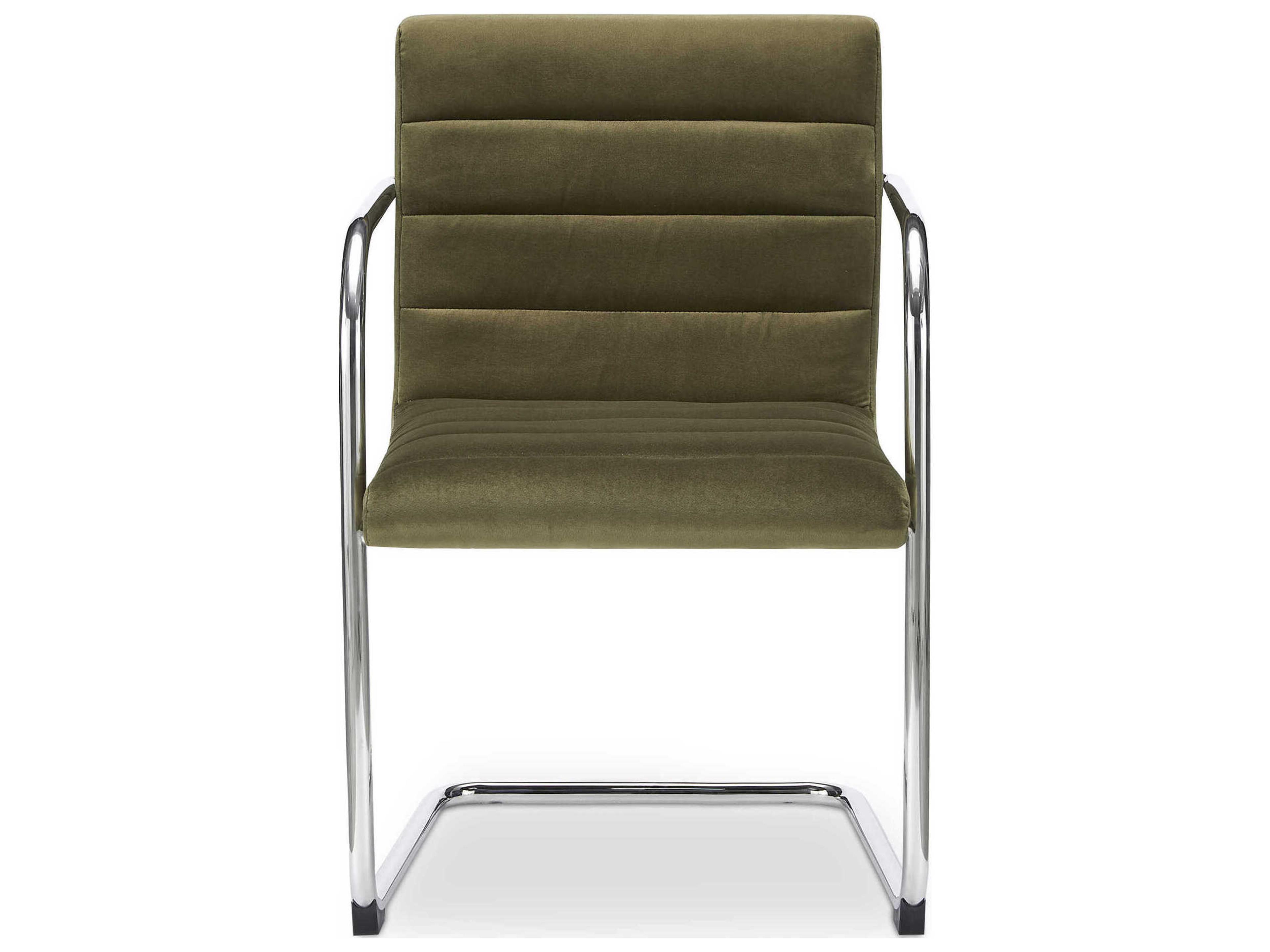 Moe's Home Pedro Plywood Green Upholstered Arm Dining Chair Set of 2