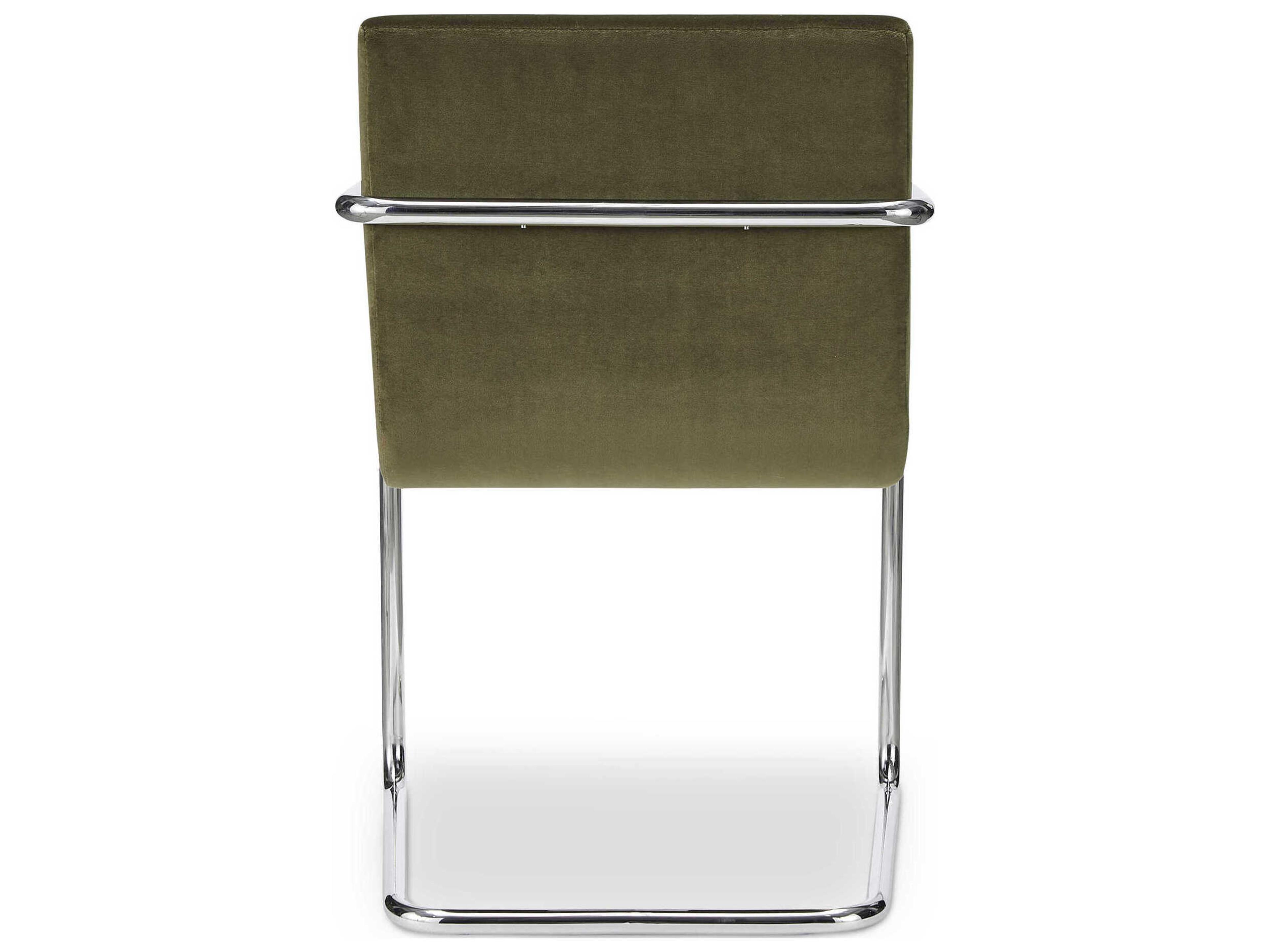 Moe's Home Pedro Plywood Green Upholstered Arm Dining Chair Set of 2