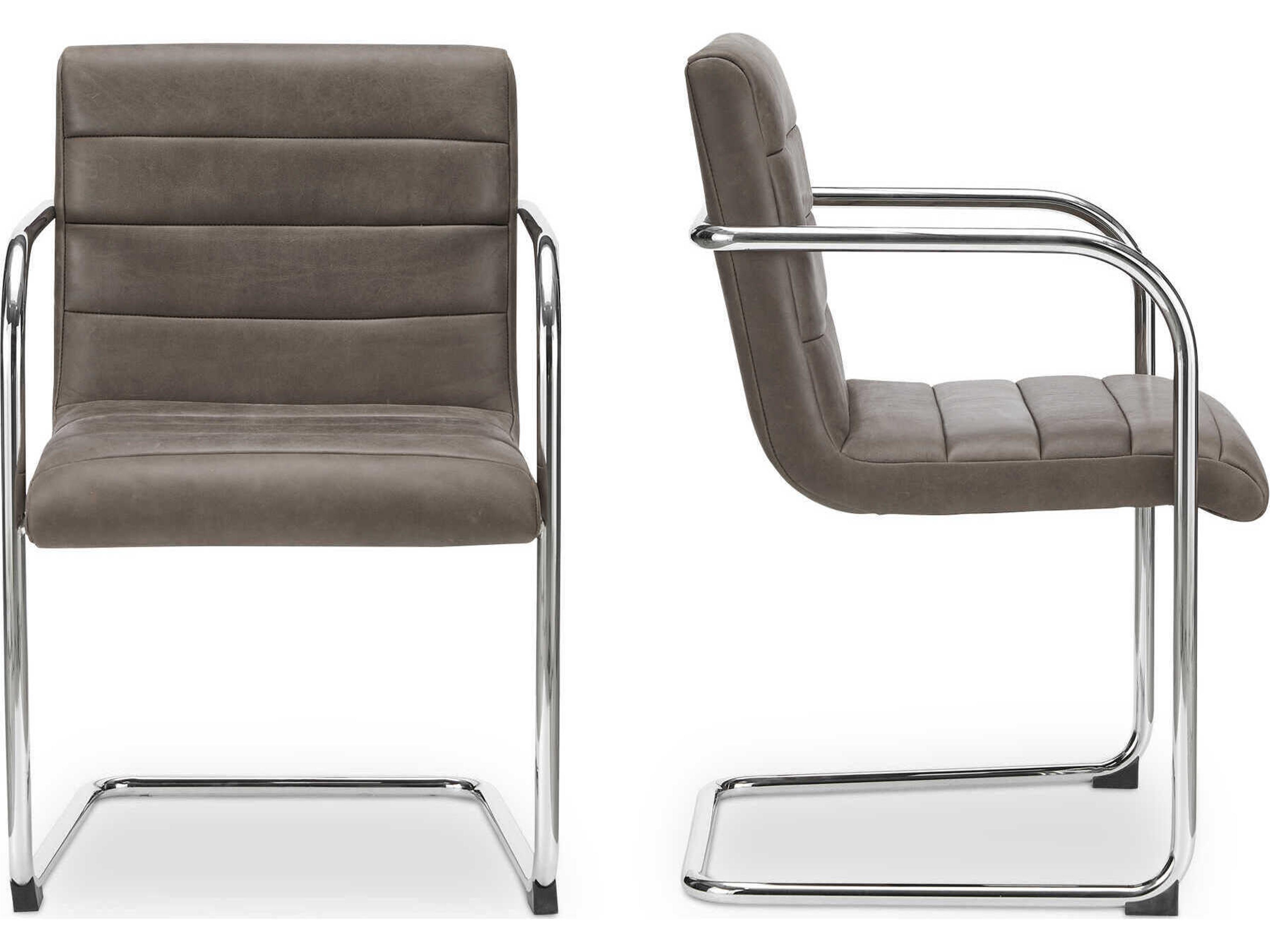 Moe's Home Pedro Plywood Brown Upholstered Arm Dining Chair Set of 2