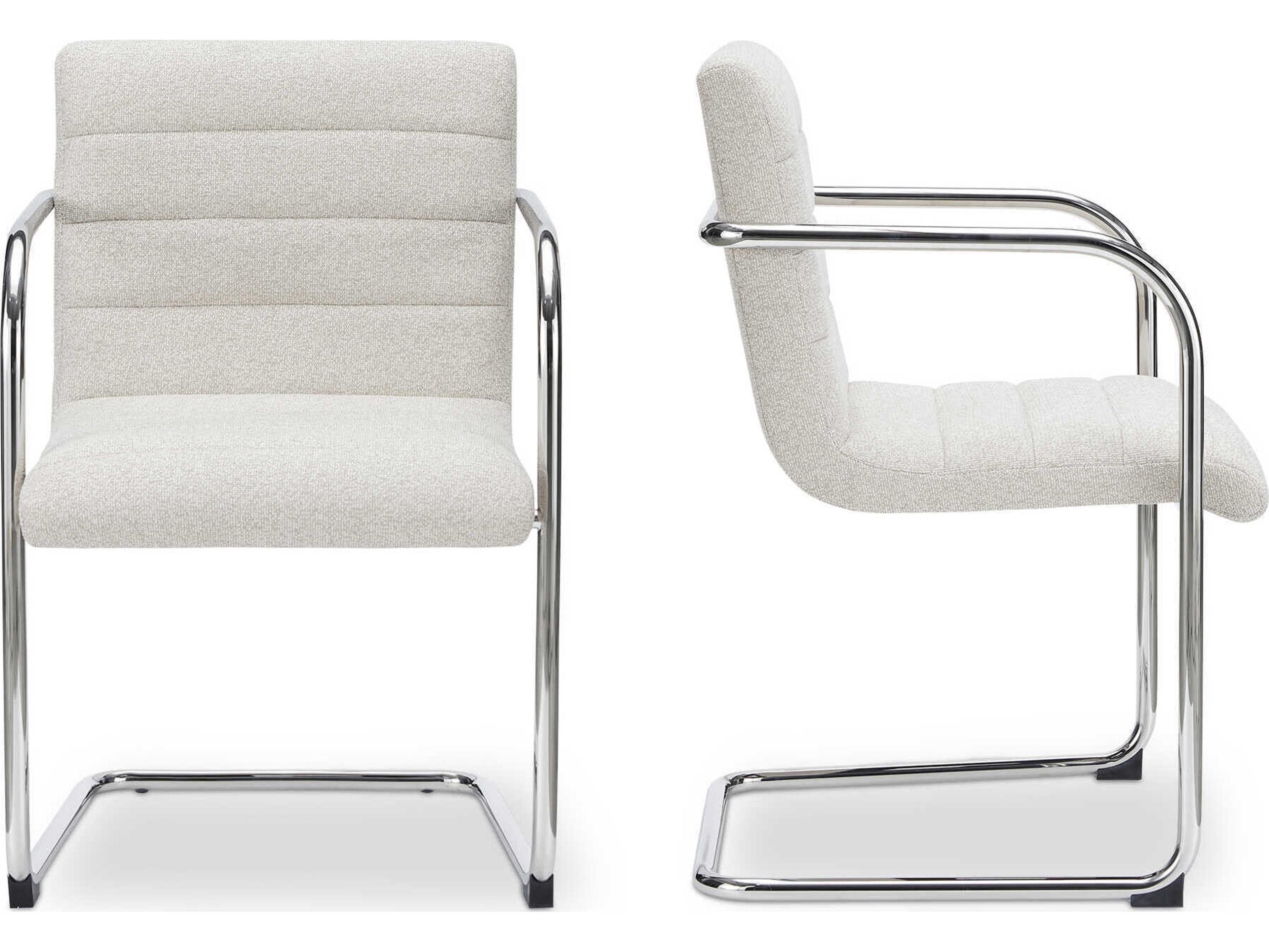 Moe's Home Pedro Plywood Beige Upholstered Arm Dining Chair Set of 2