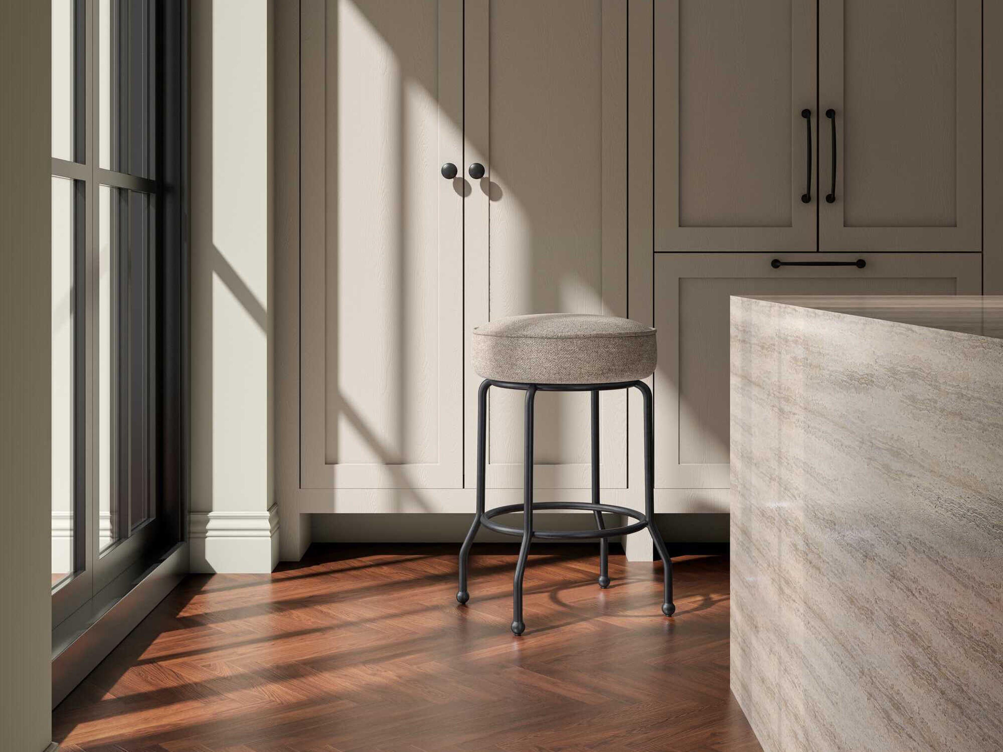 Moe's Home Kelsey Brown Upholstered Swivel Plywood Counter Stool