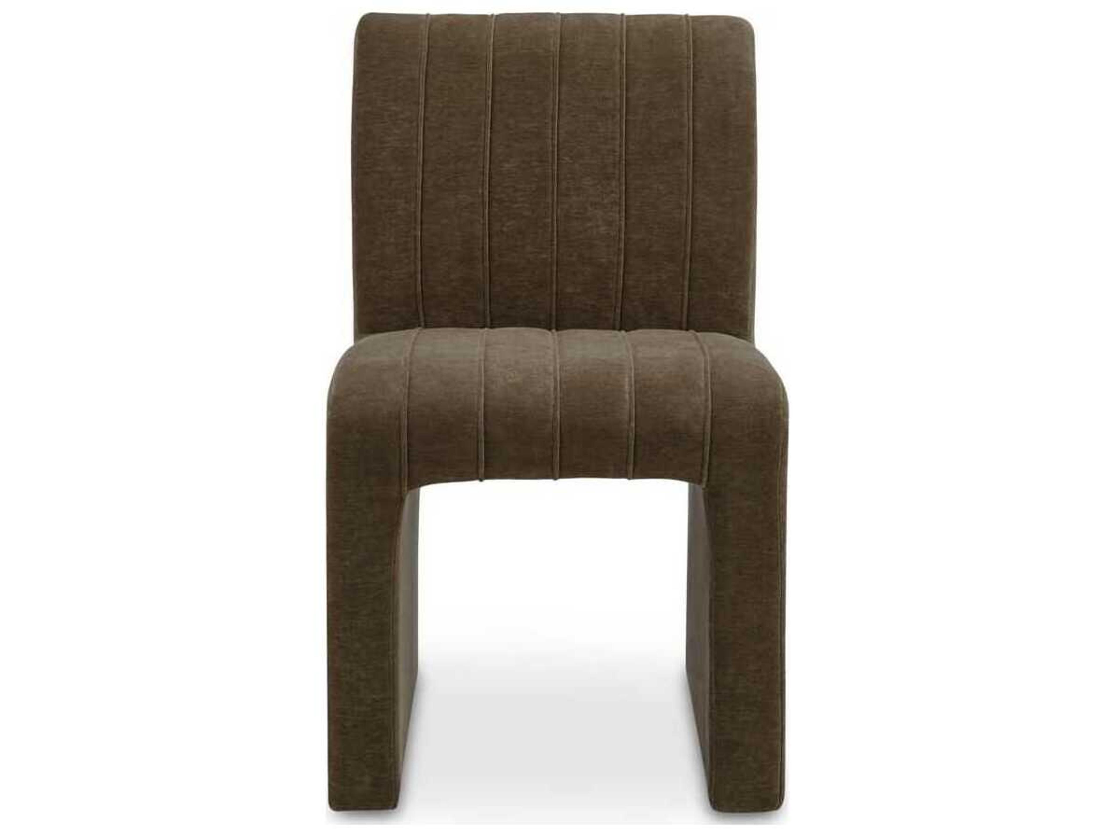 Moe's Home Sally Solid Wood Green Upholstered Armless Dining Chair