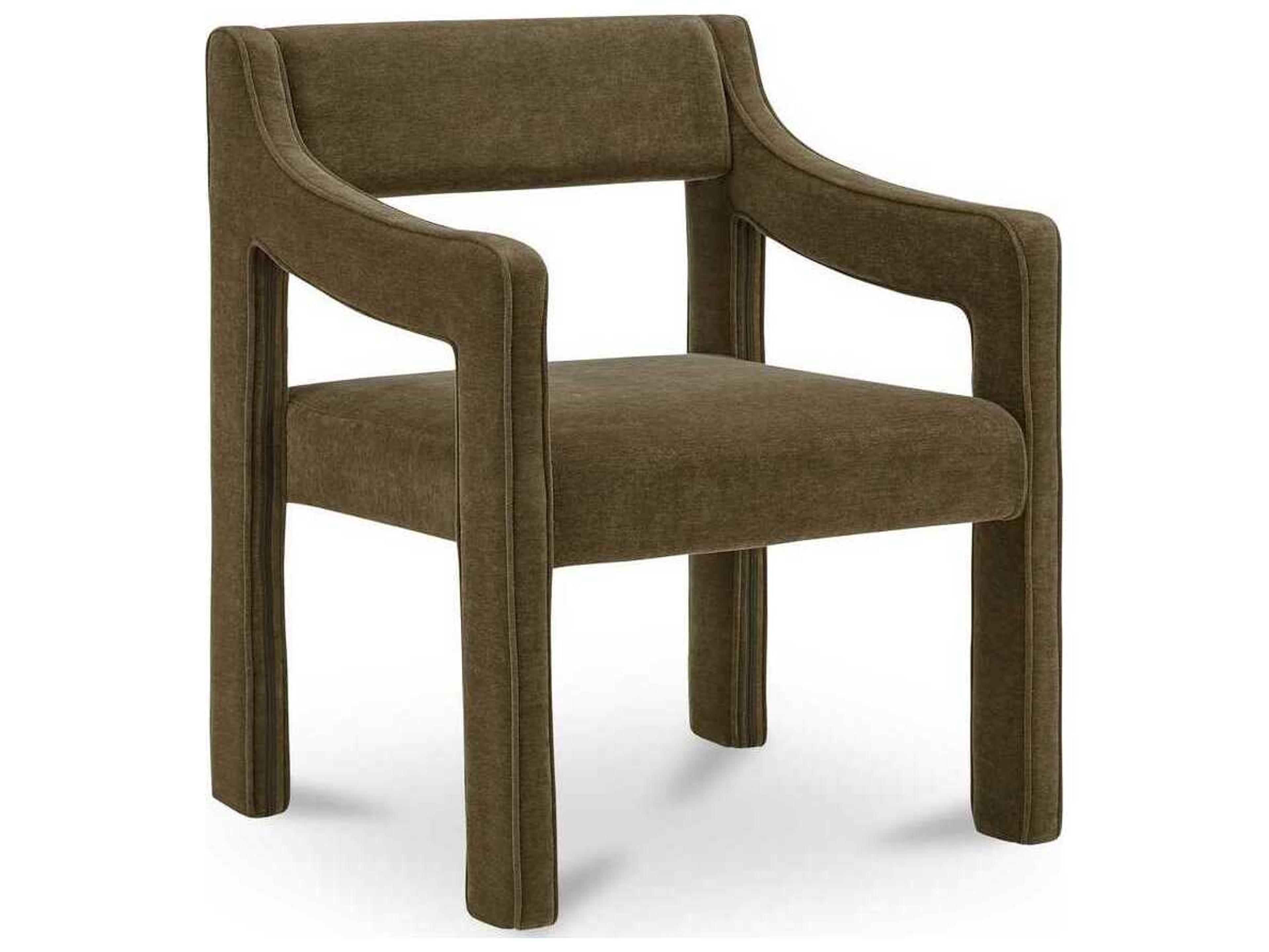 Elise Solid Wood Green Upholstered Arm Dining Chair