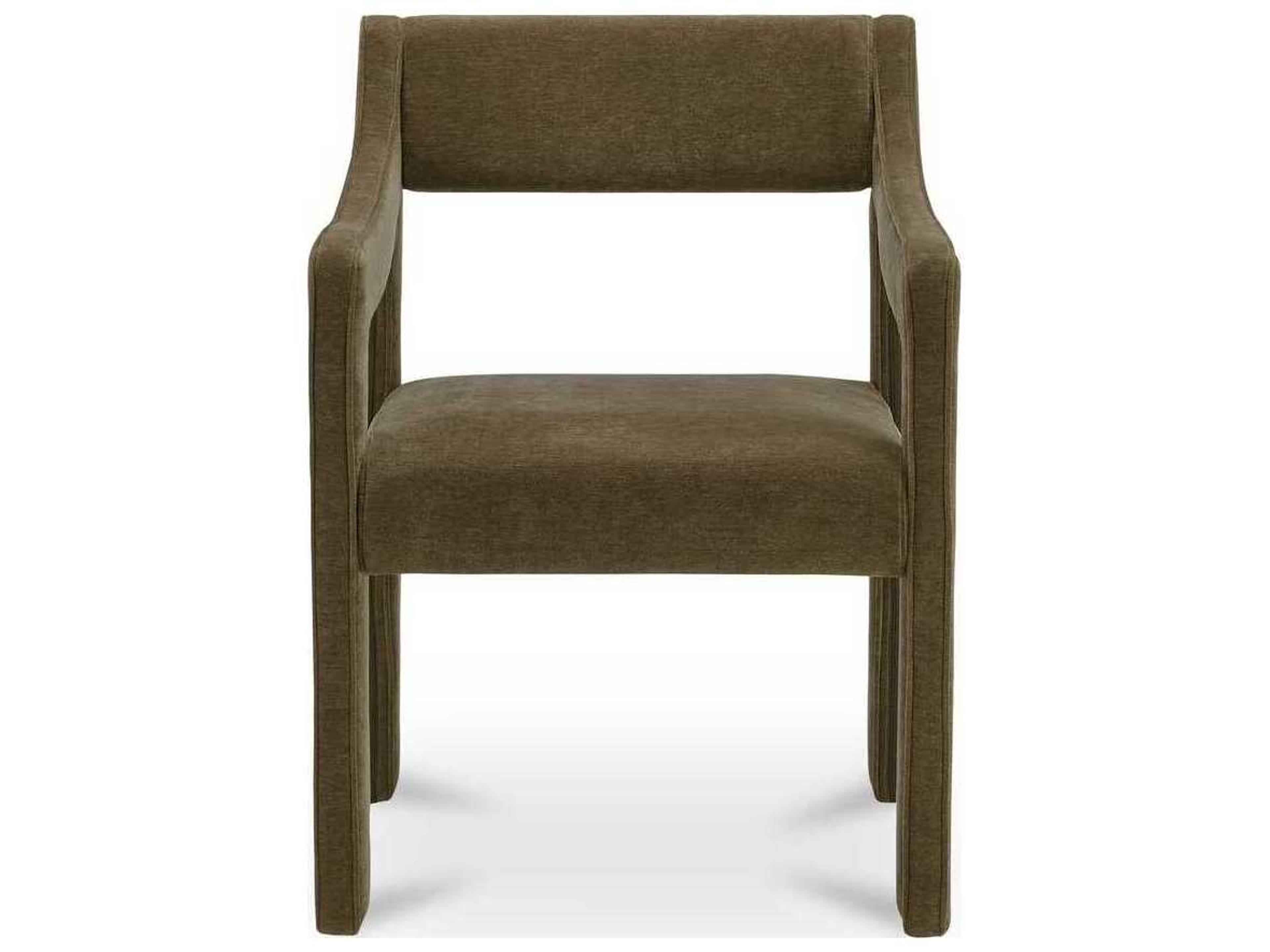 Moe's Home Elise Solid Wood Green Upholstered Arm Dining Chair