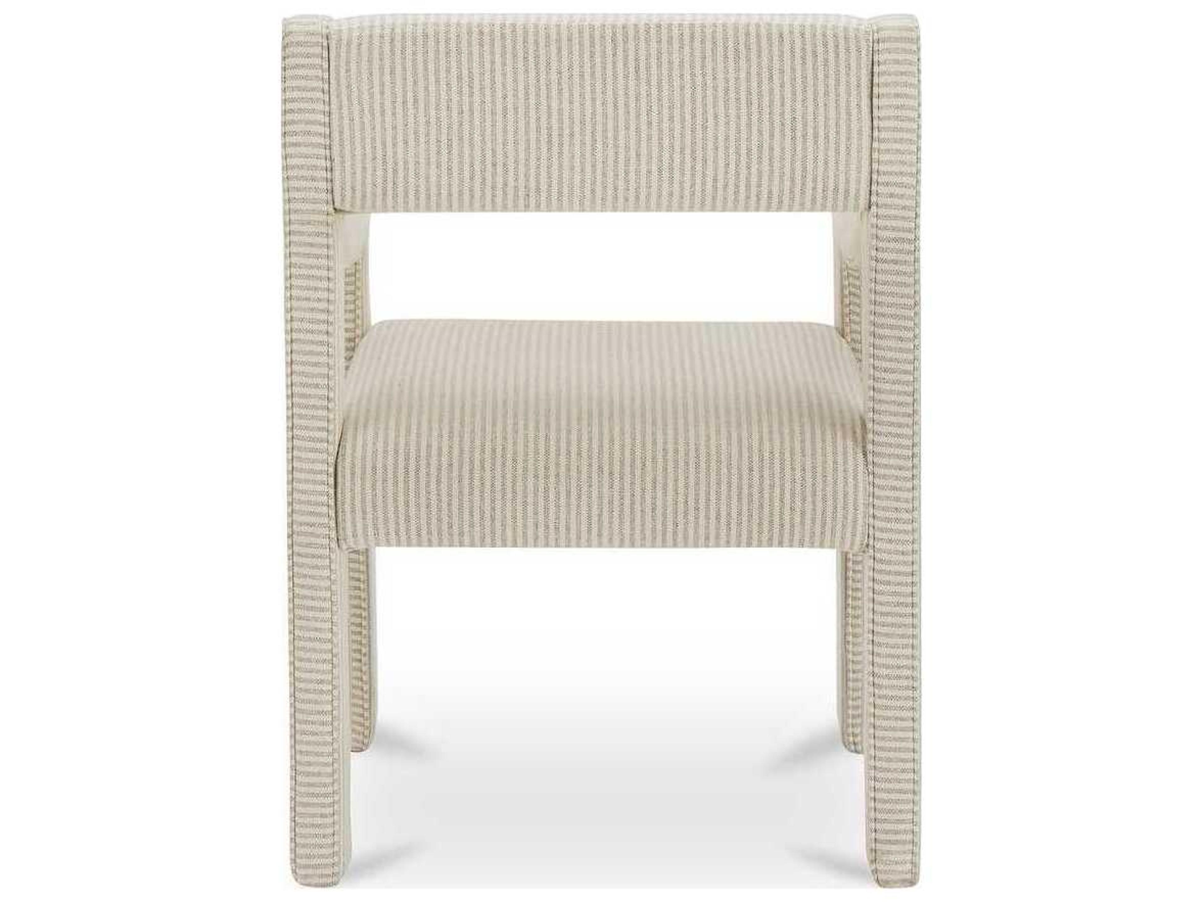 Moe's Home Elise Solid Wood Beige Upholstered Arm Dining Chair