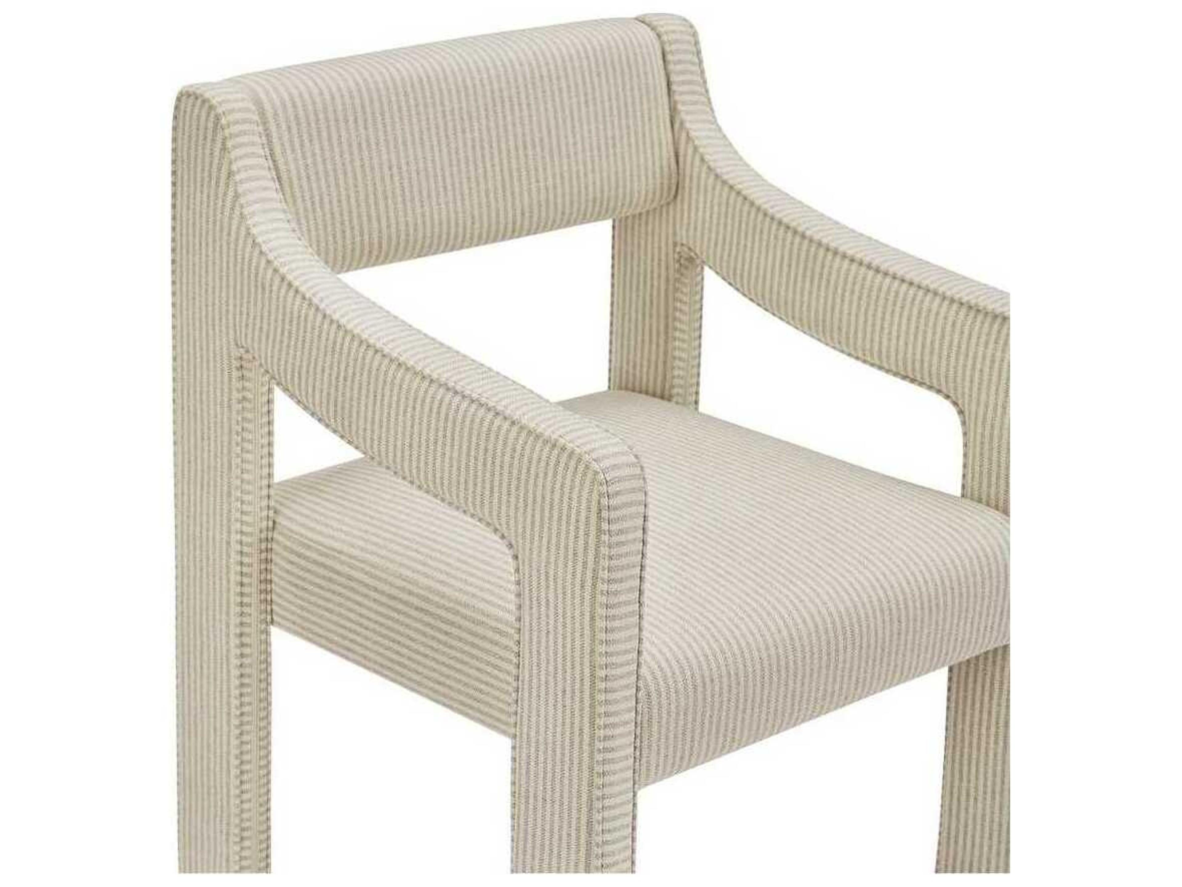 Moe's Home Elise Solid Wood Beige Upholstered Arm Dining Chair