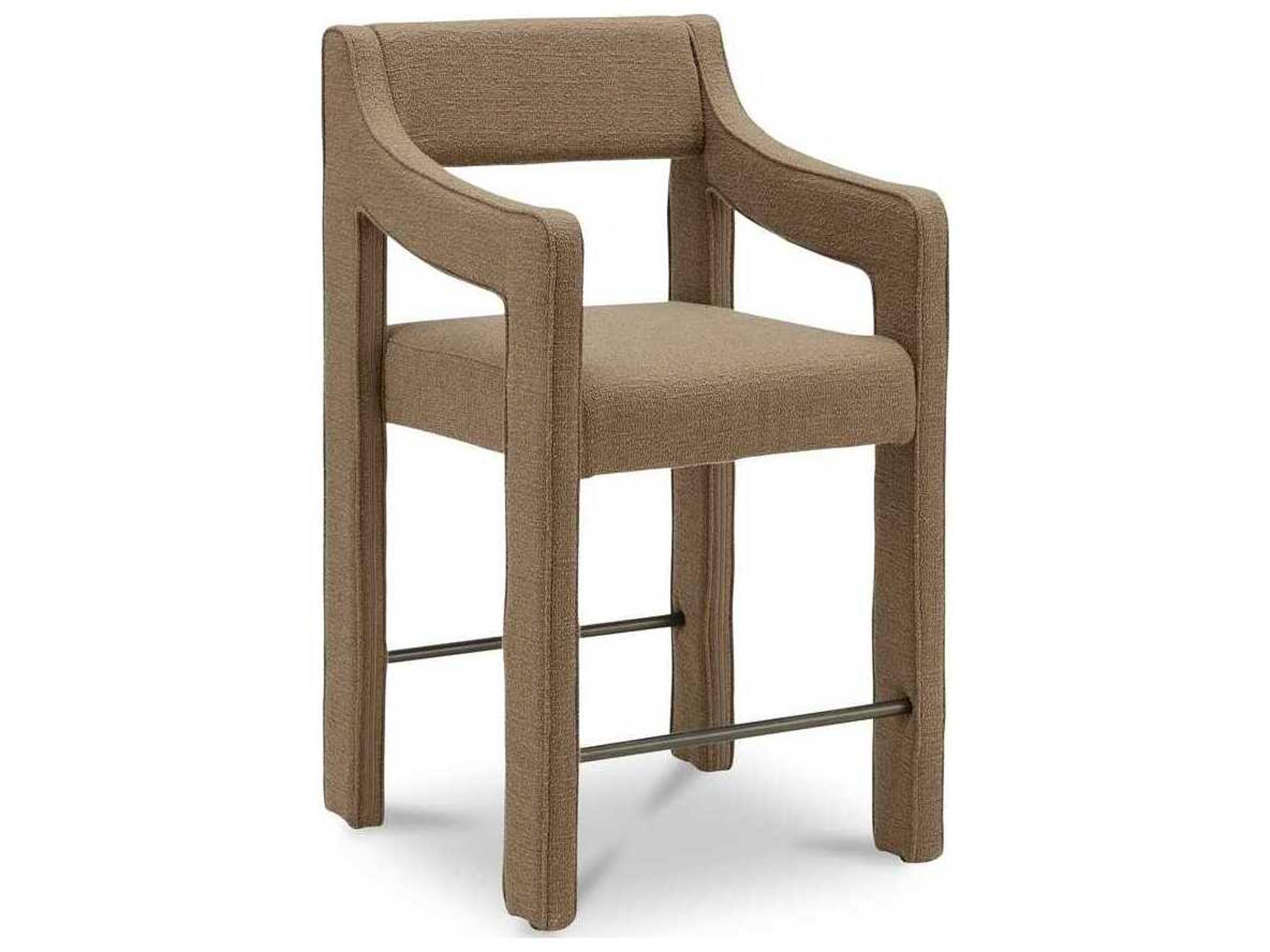 Elise Brown Upholstered Solid Wood Counter Stool