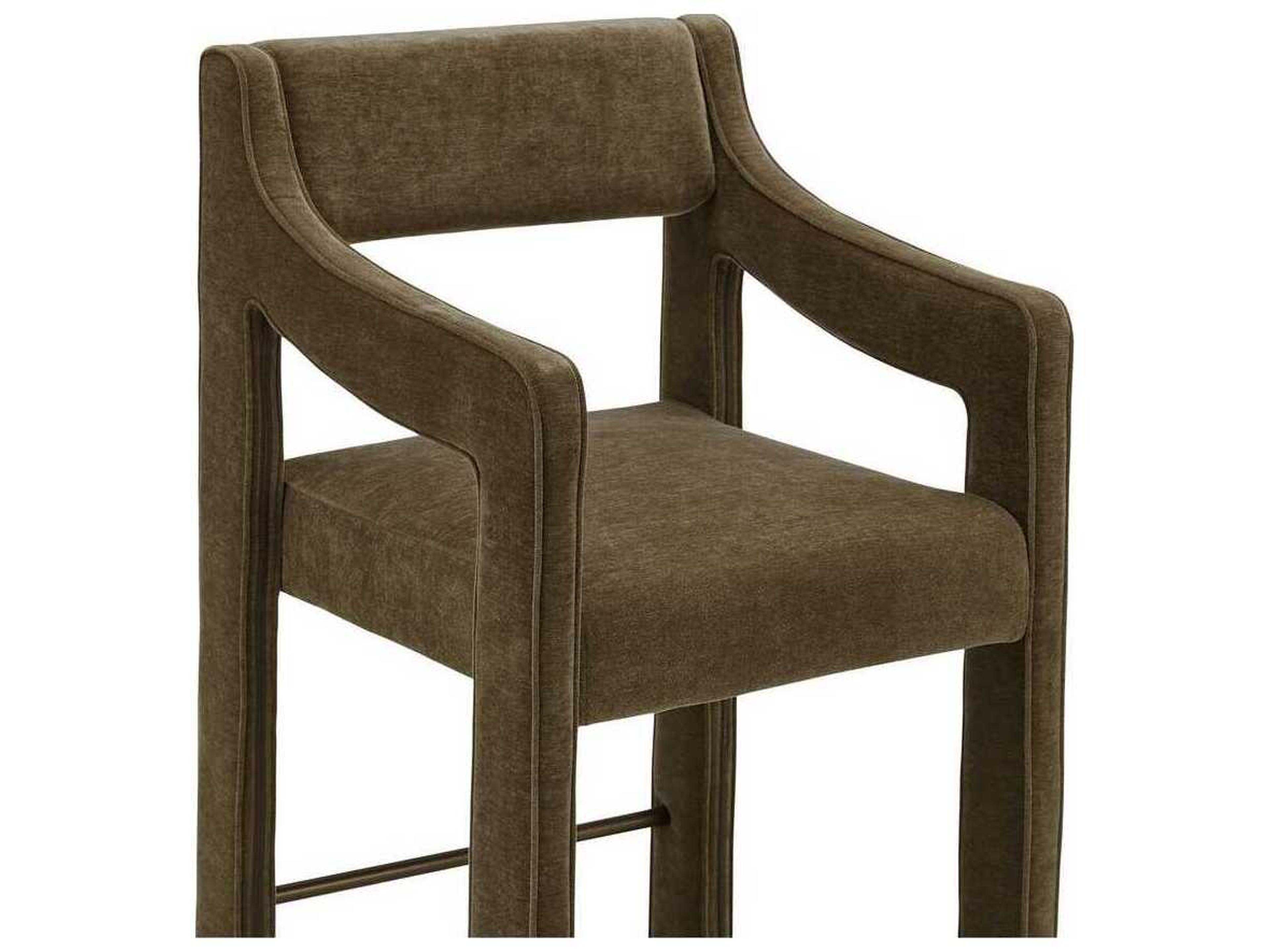 Moe's Home Elise Green Upholstered Solid Wood Counter Stool