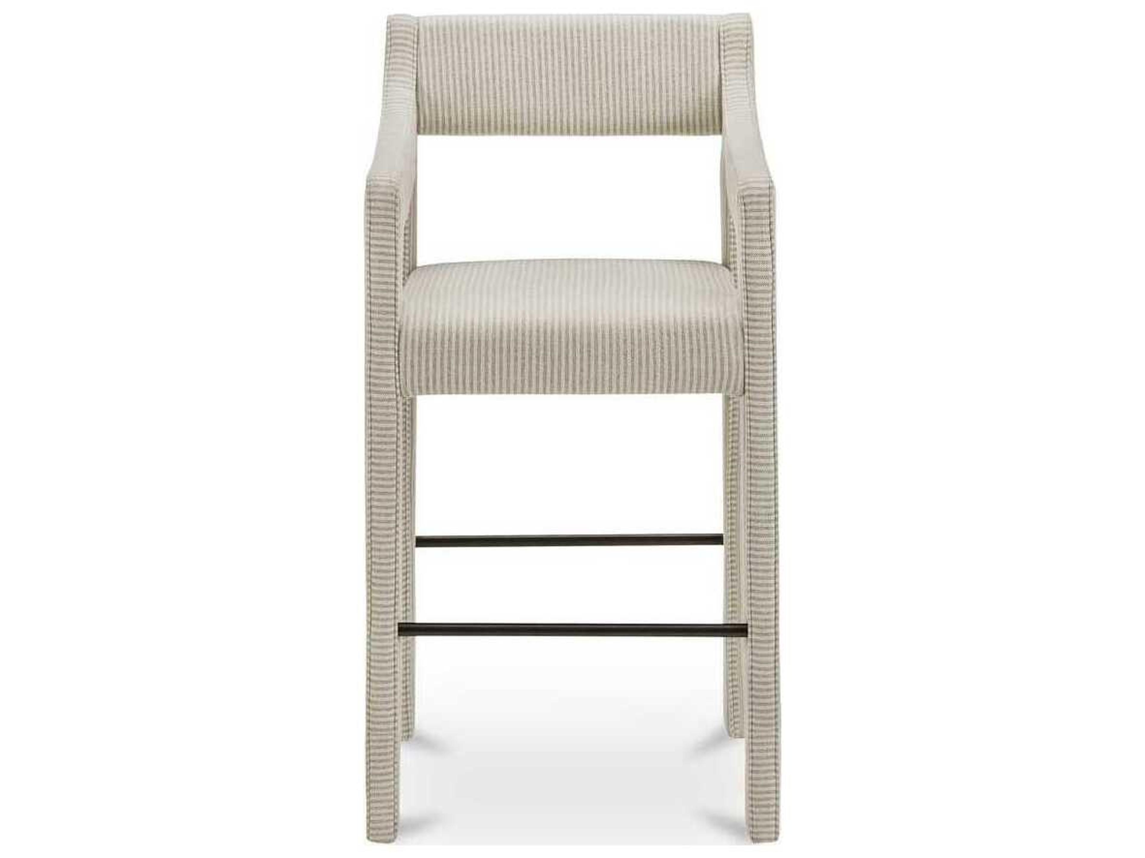 Moe's Home Elise Beige Stripe Upholstered Solid Wood Counter Stool
