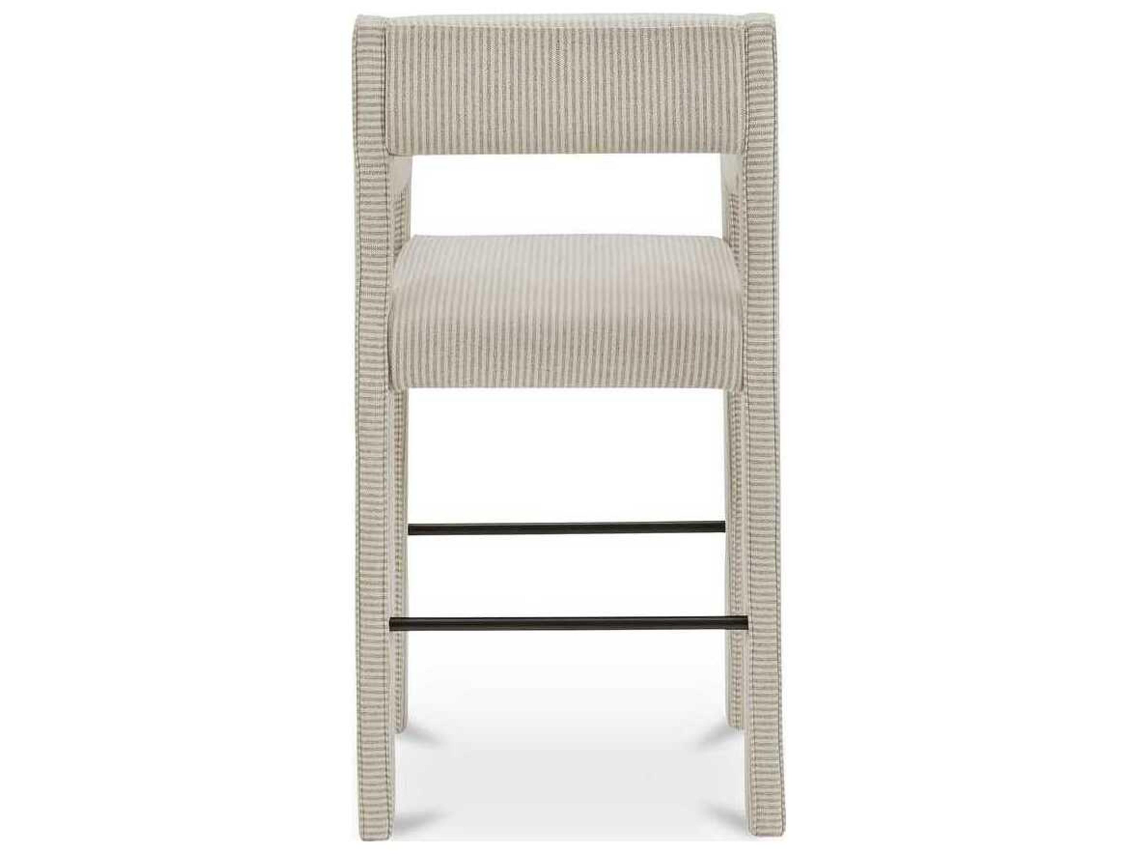 Moe's Home Elise Beige Stripe Upholstered Solid Wood Counter Stool