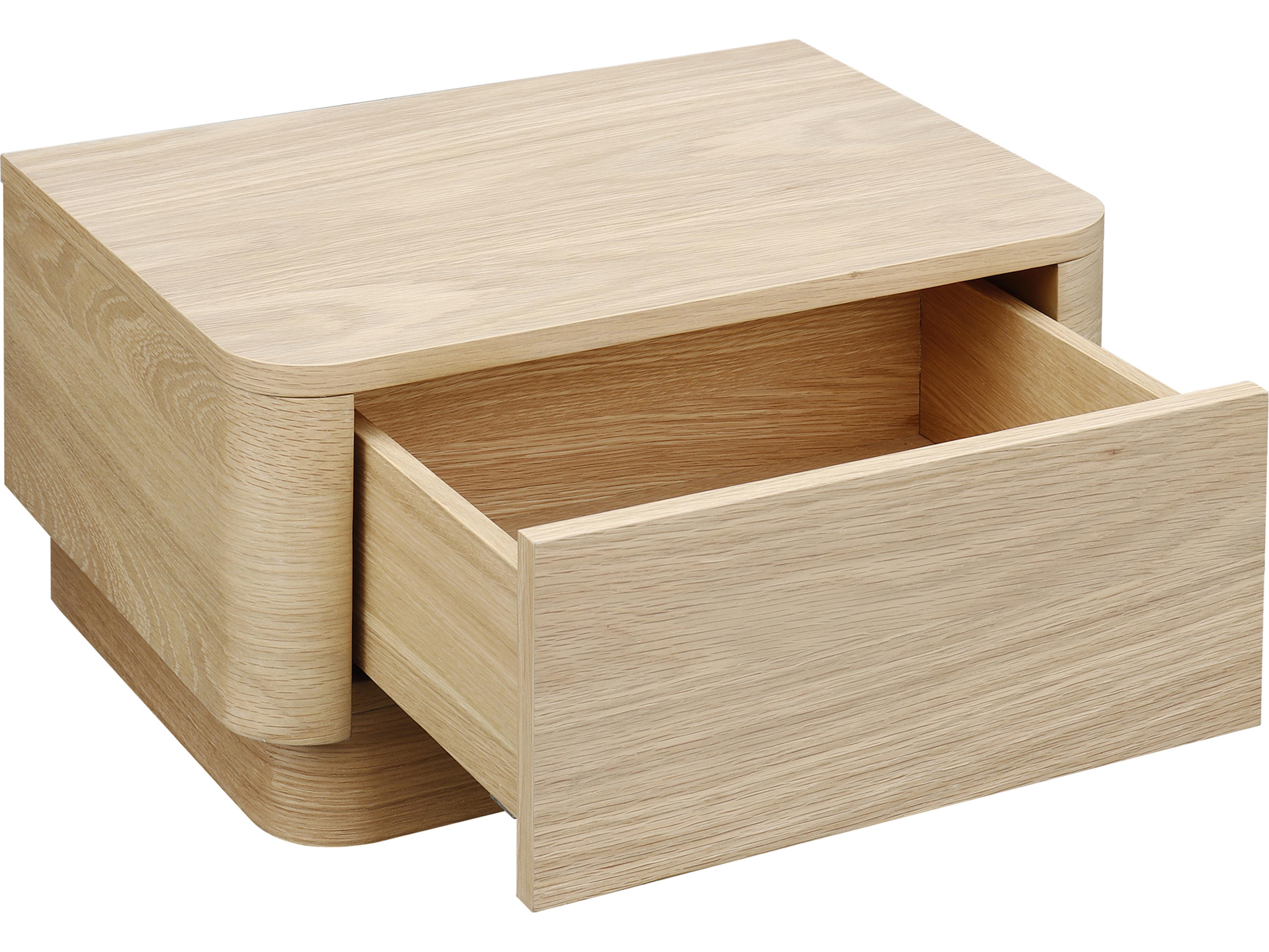 Moe's Home Round Off 1-Drawer Brown Oak Wood Nightstand