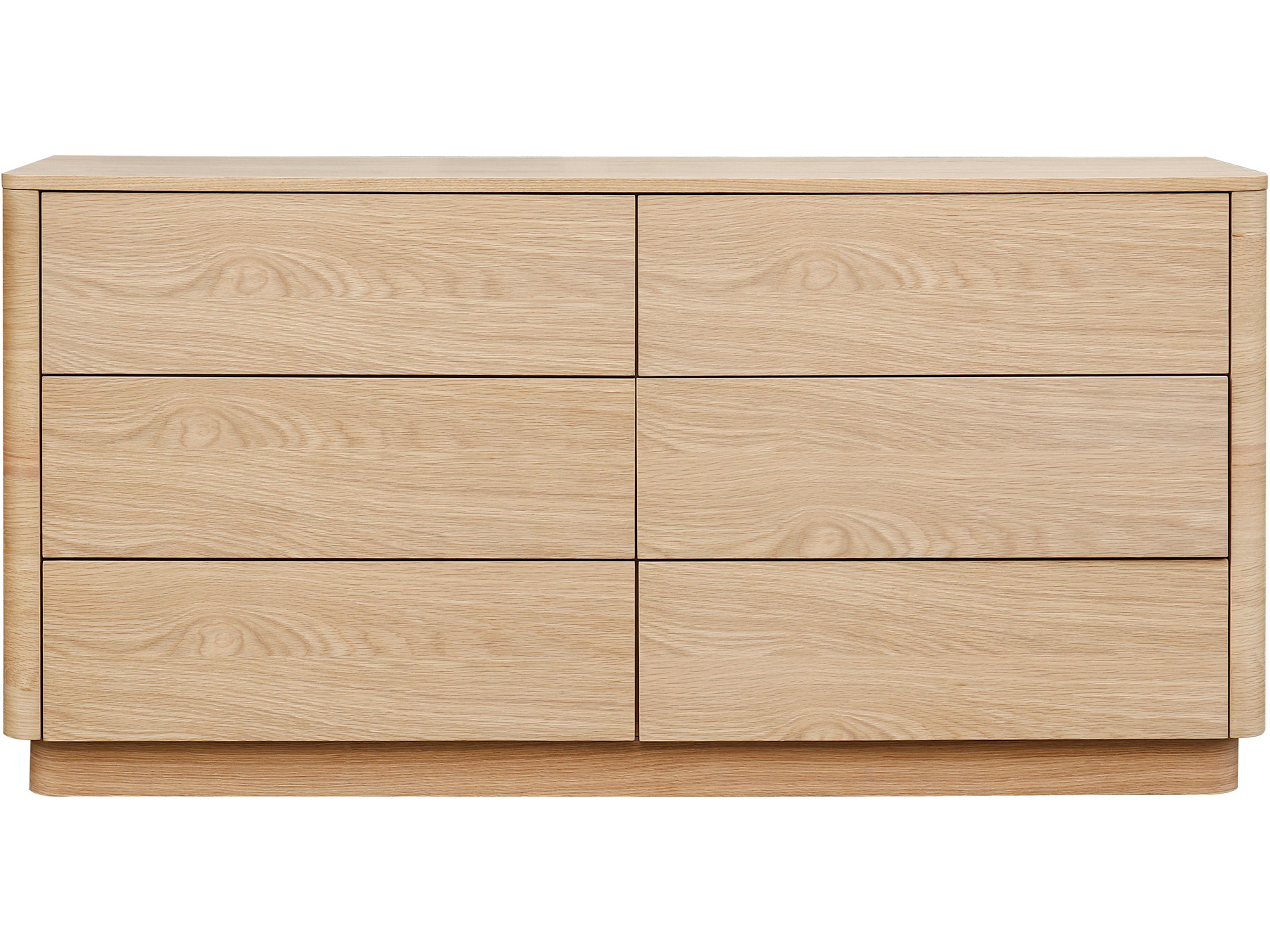 Round Off Dresser Natural Oak 6-Drawer