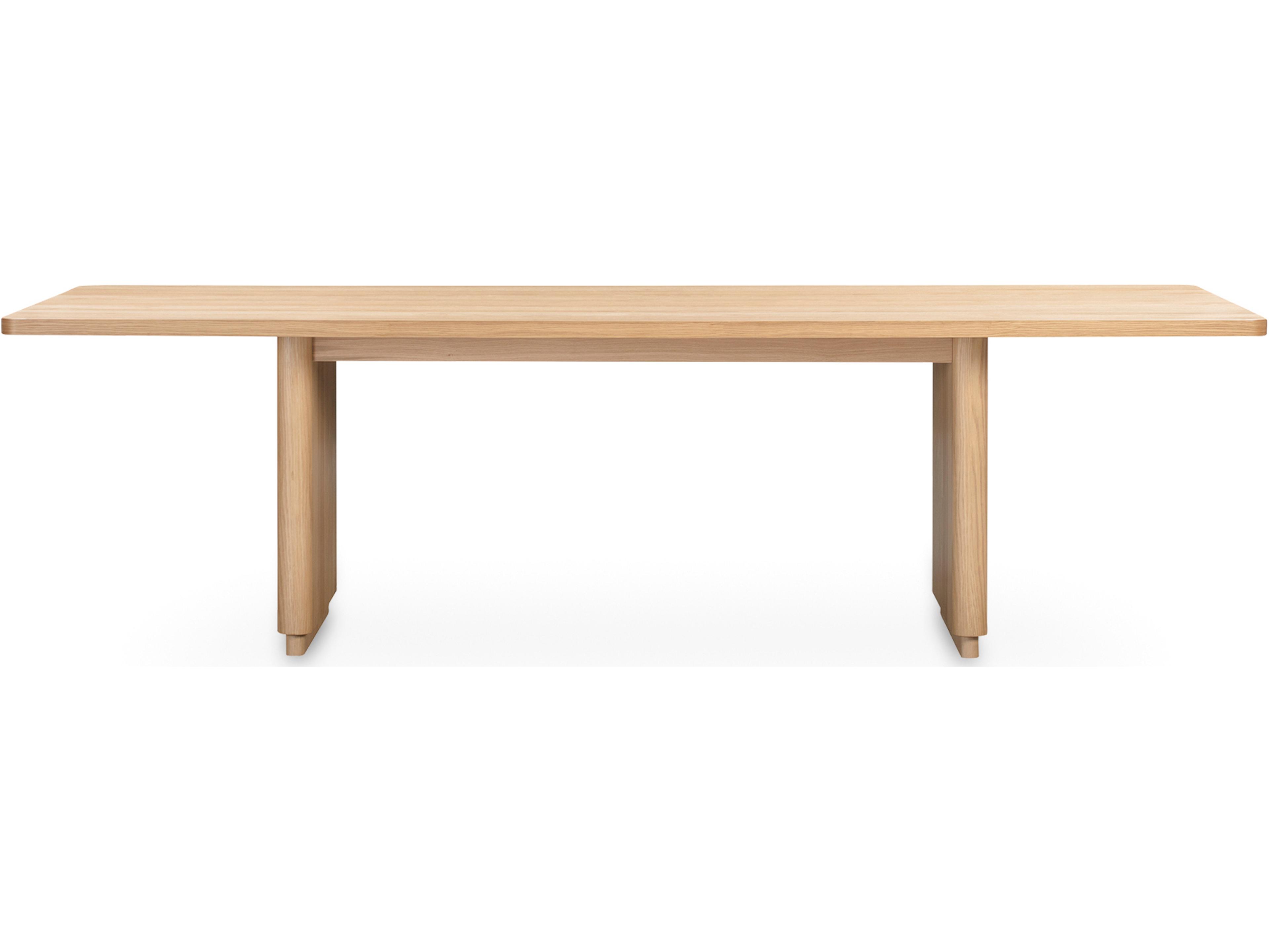 Round Off Rectangular Wood Natural Dining Table