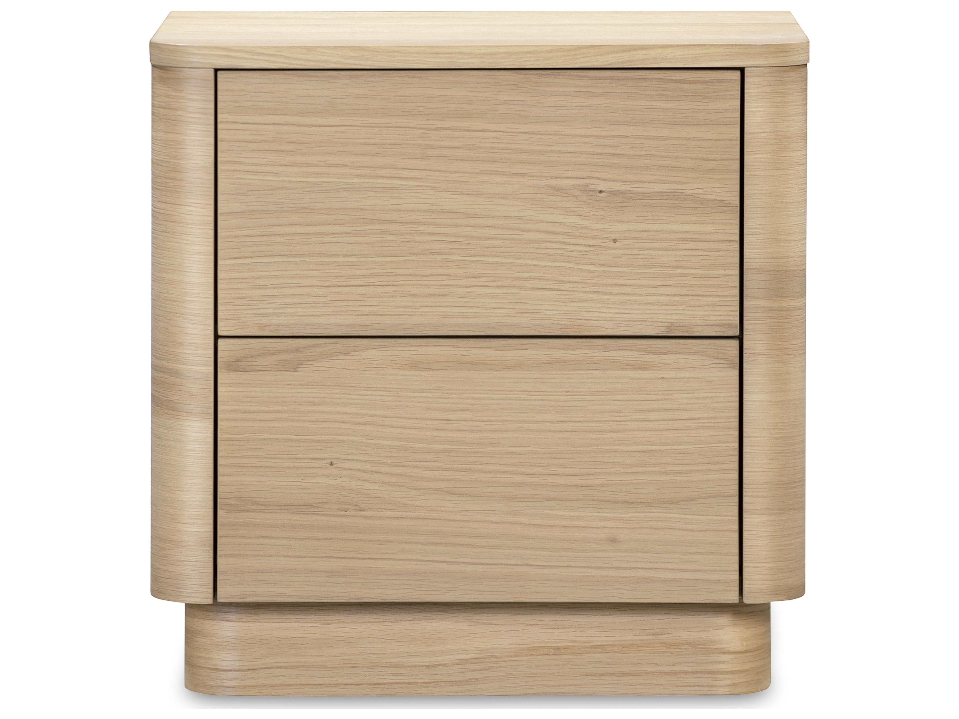 Moe's Home Round Off 2-Drawers Beige Oak Wood Nightstand