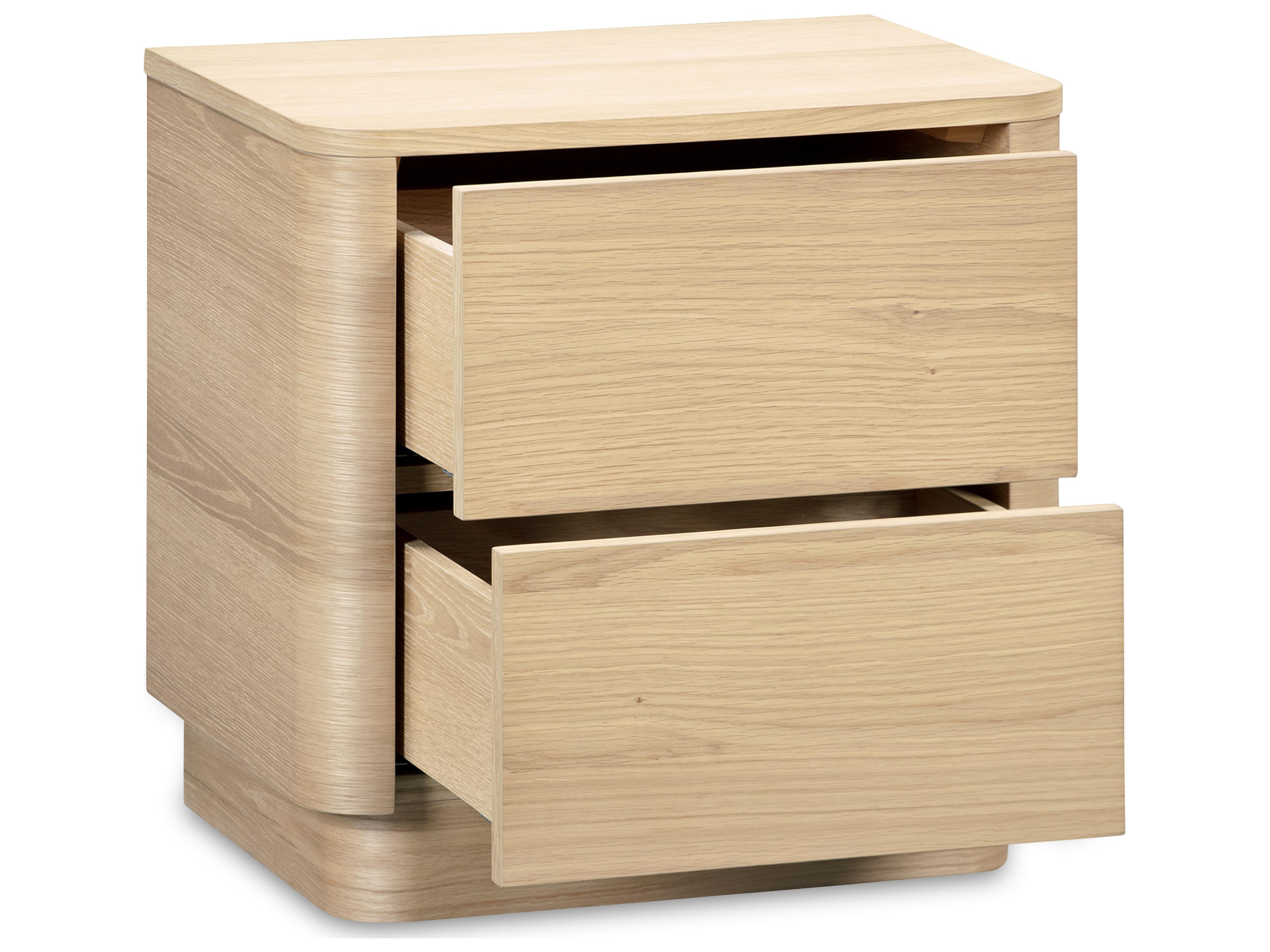 Moe's Home Round Off 2-Drawers Beige Oak Wood Nightstand
