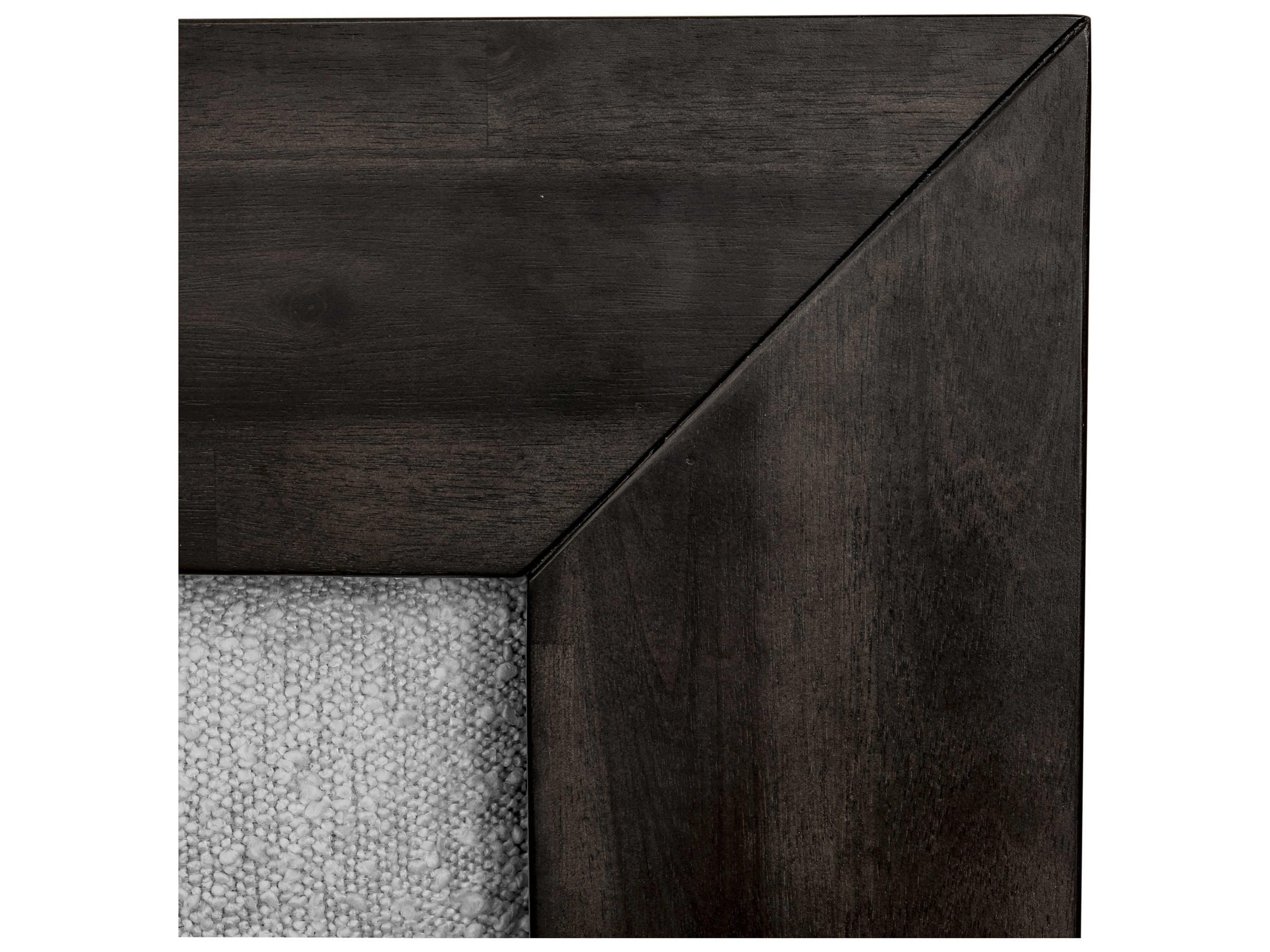 Moe's Home Dark Grey White Cream Acacia Wood Upholstered King Platform Bed