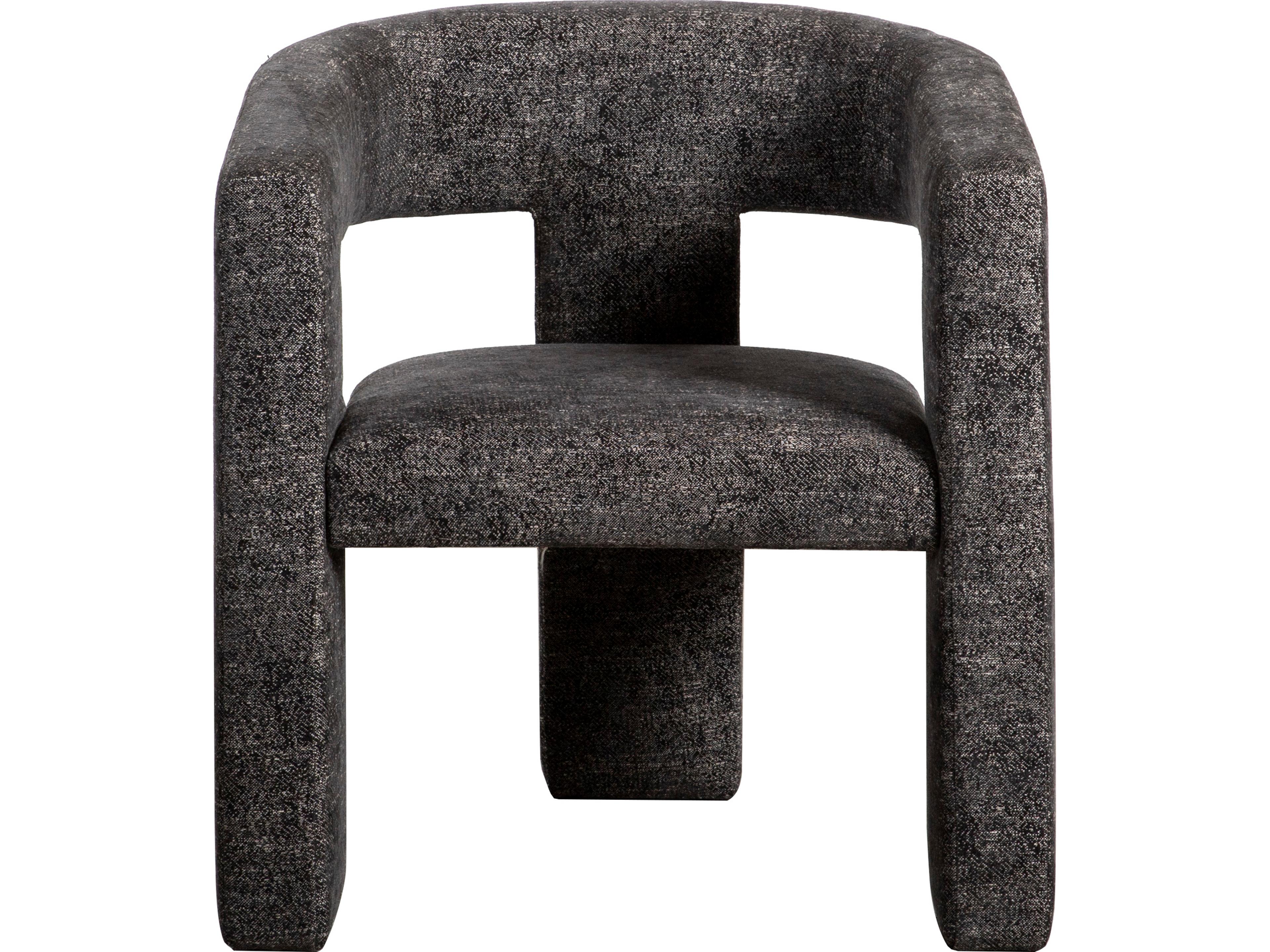 Elo Fabric Ply Wood Black Upholstered Arm Dining Chair