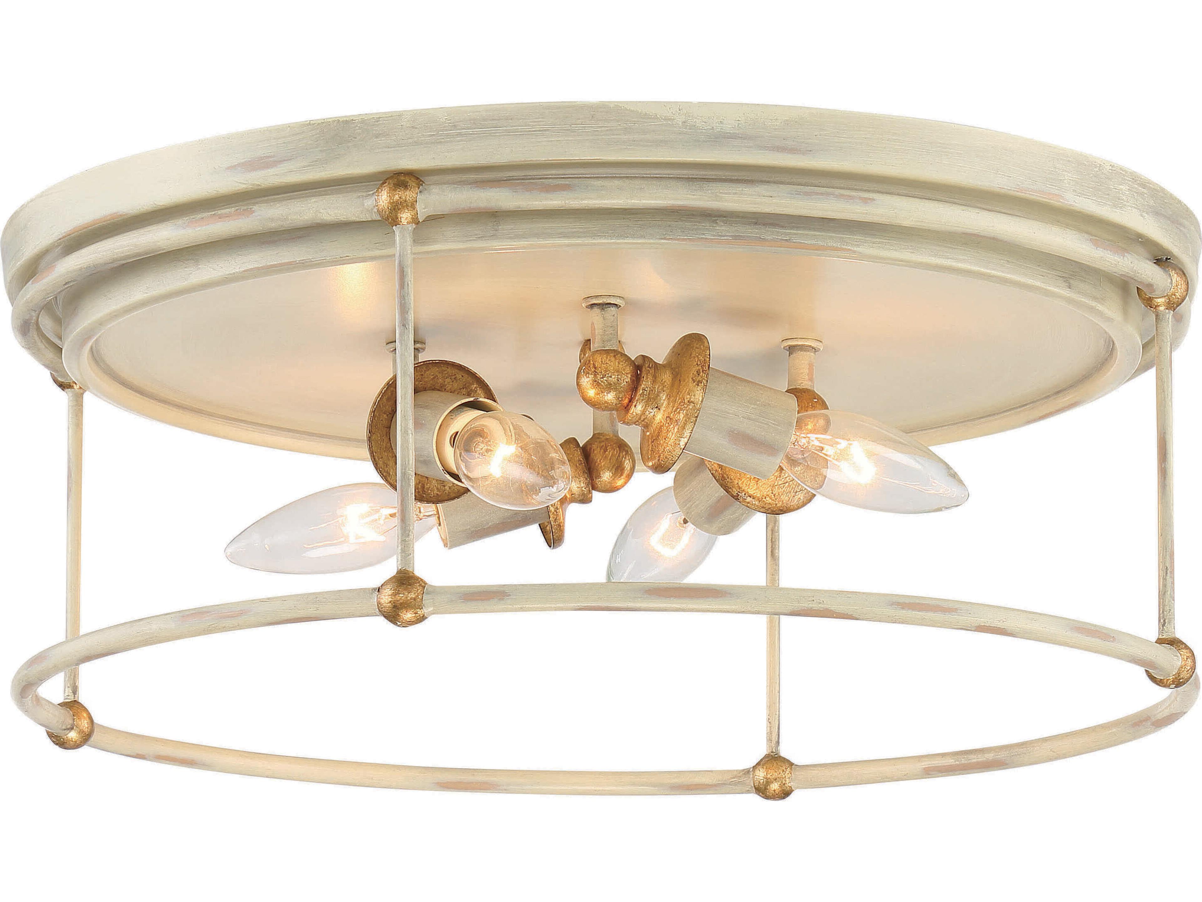Westchester County 4-Light Farm House White Gilded Gold Leaf Off Flush Mount