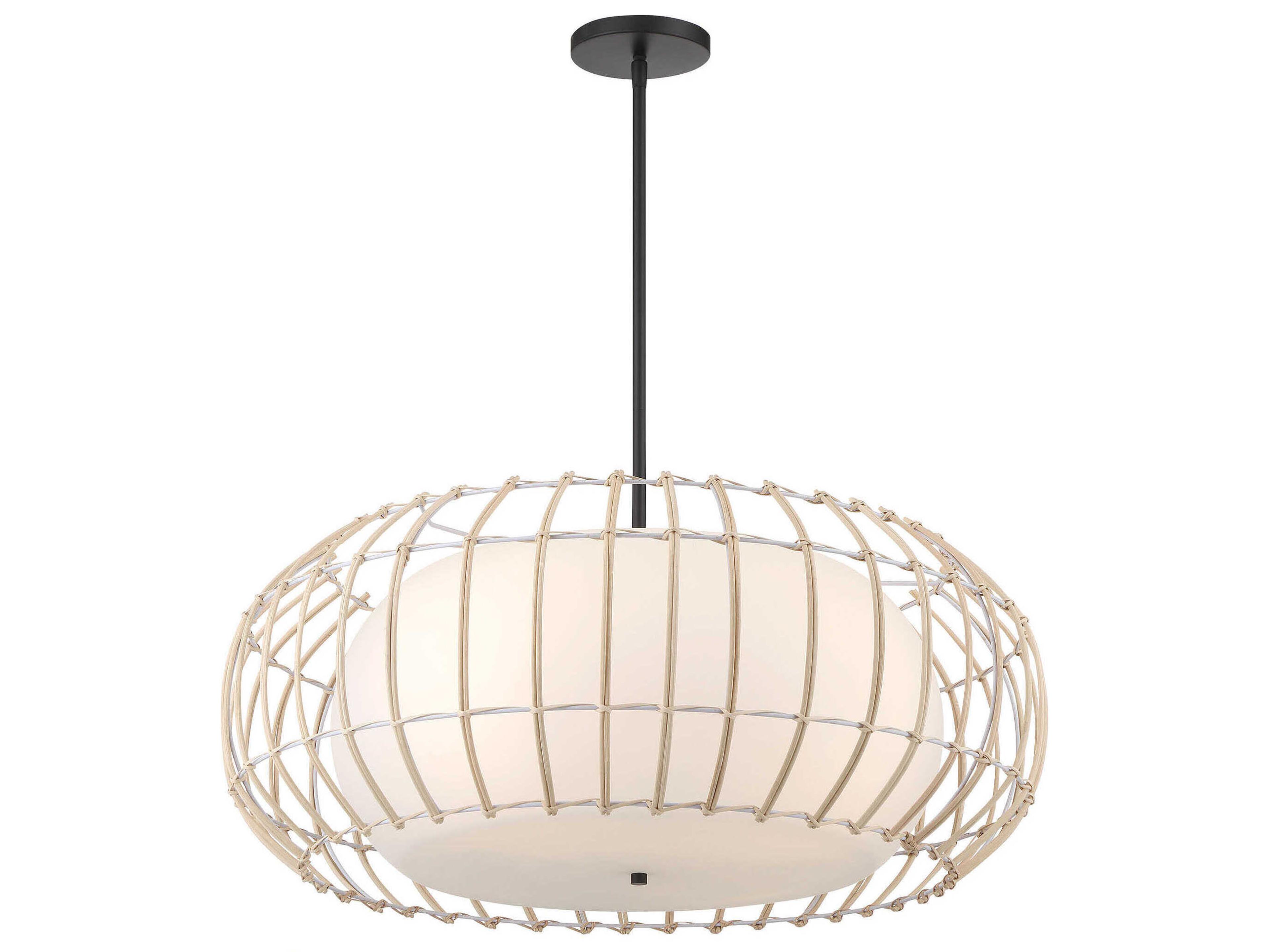 Watermill 4-Light Coal Black Glass Drum Pendant