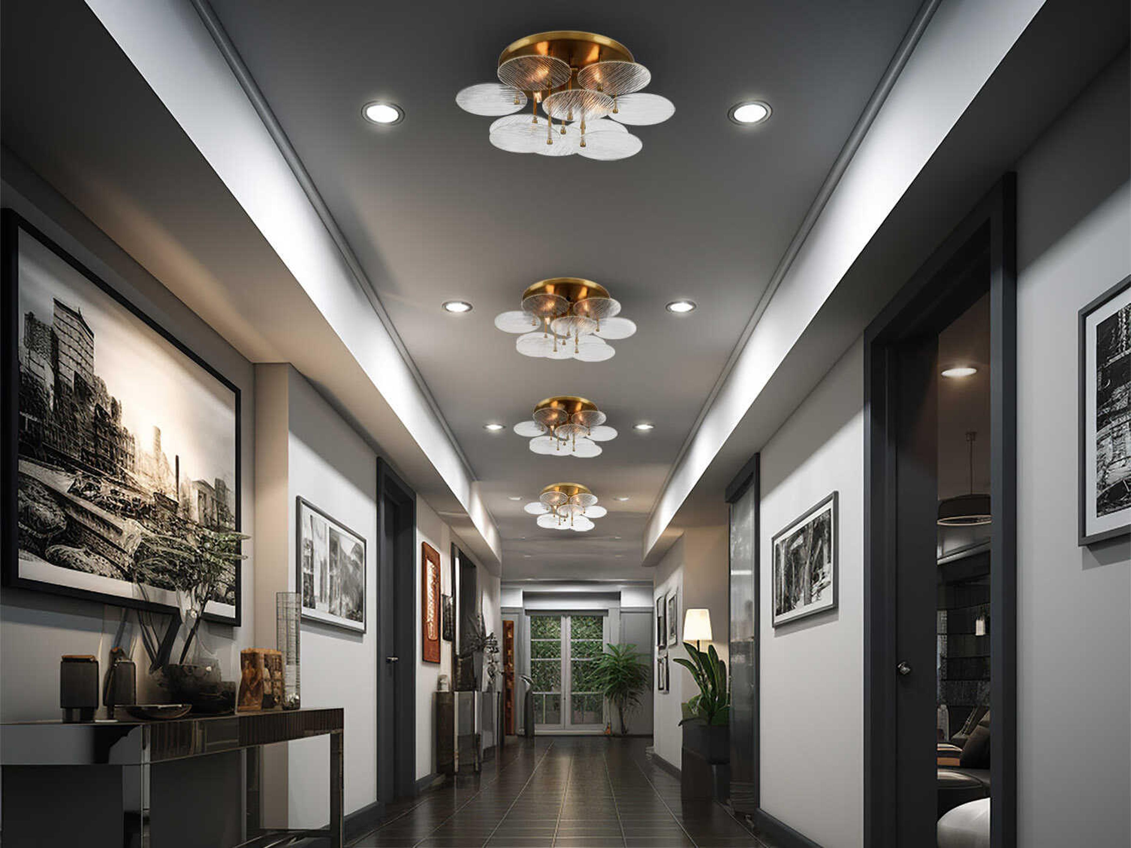 Minka Lavery Artze 4-Light Soft Brass Glass Semi Flush Mount