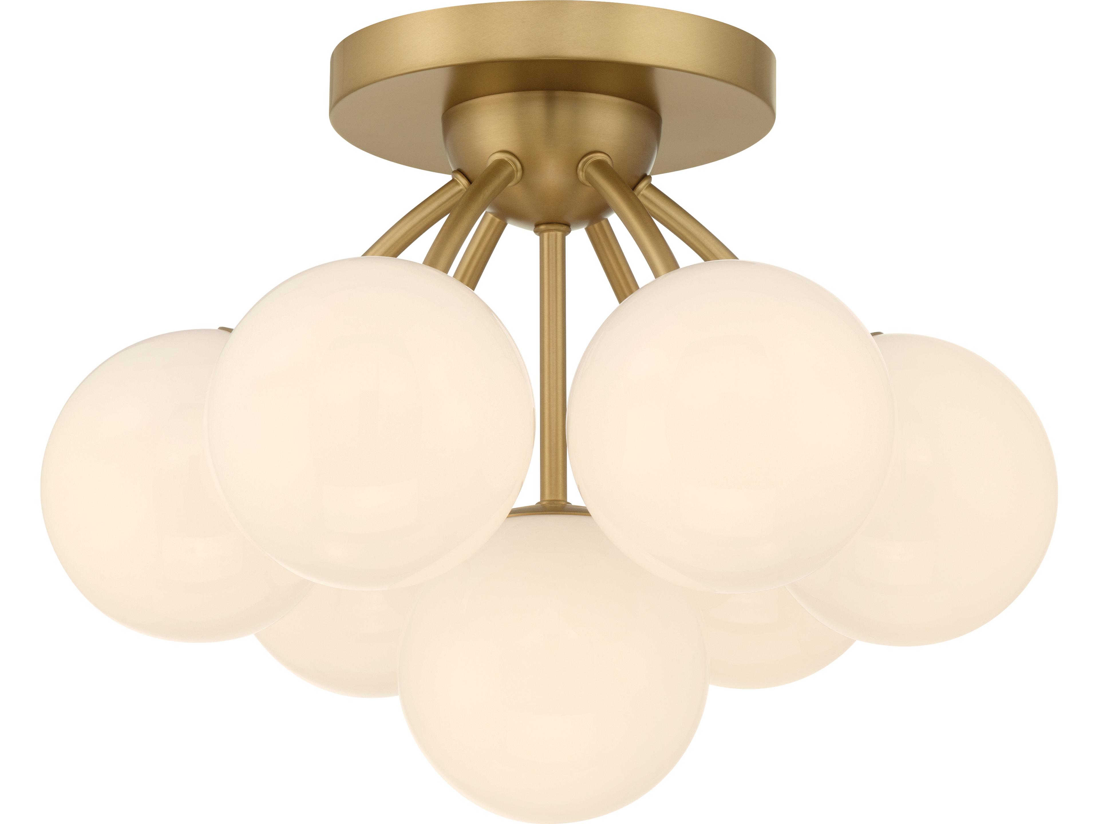 Lunara 7-Light Legacy Brass Globe Semi Flush Mount
