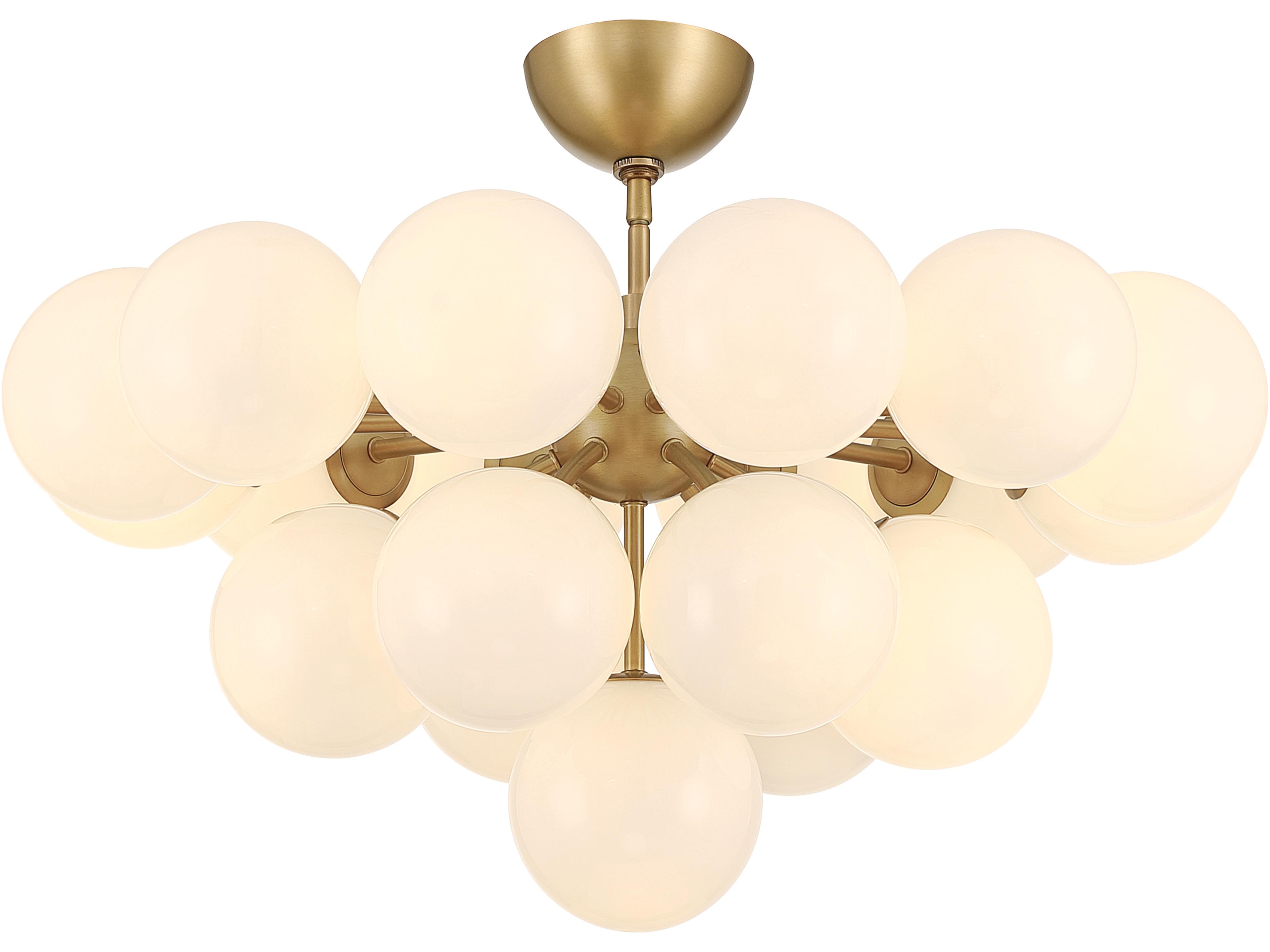 Lunara 19-Light Legacy Brass Globe Semi Flush Mount