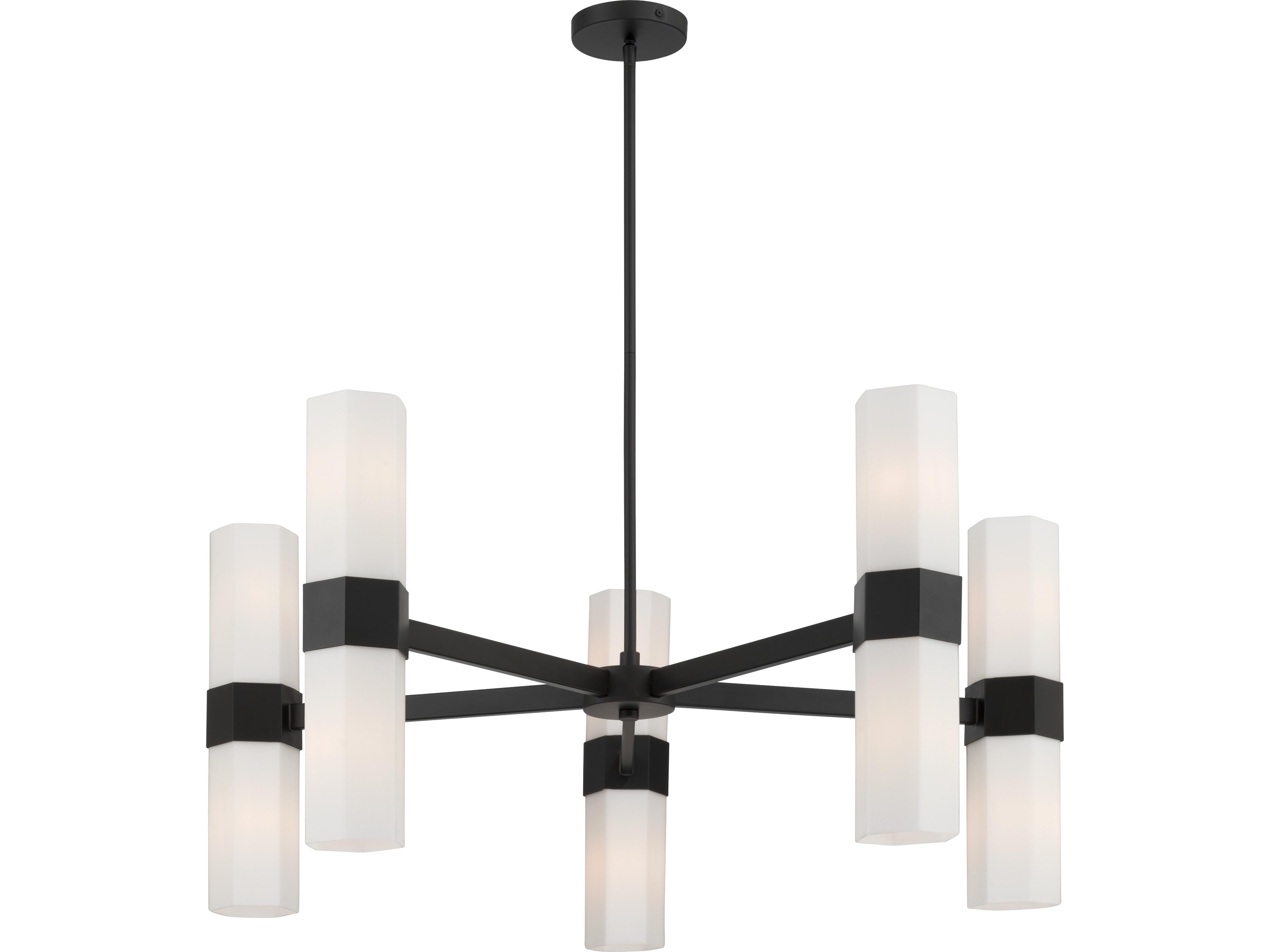 Delgada 10-Light Dark Matte Black Cylinder Chandelier
