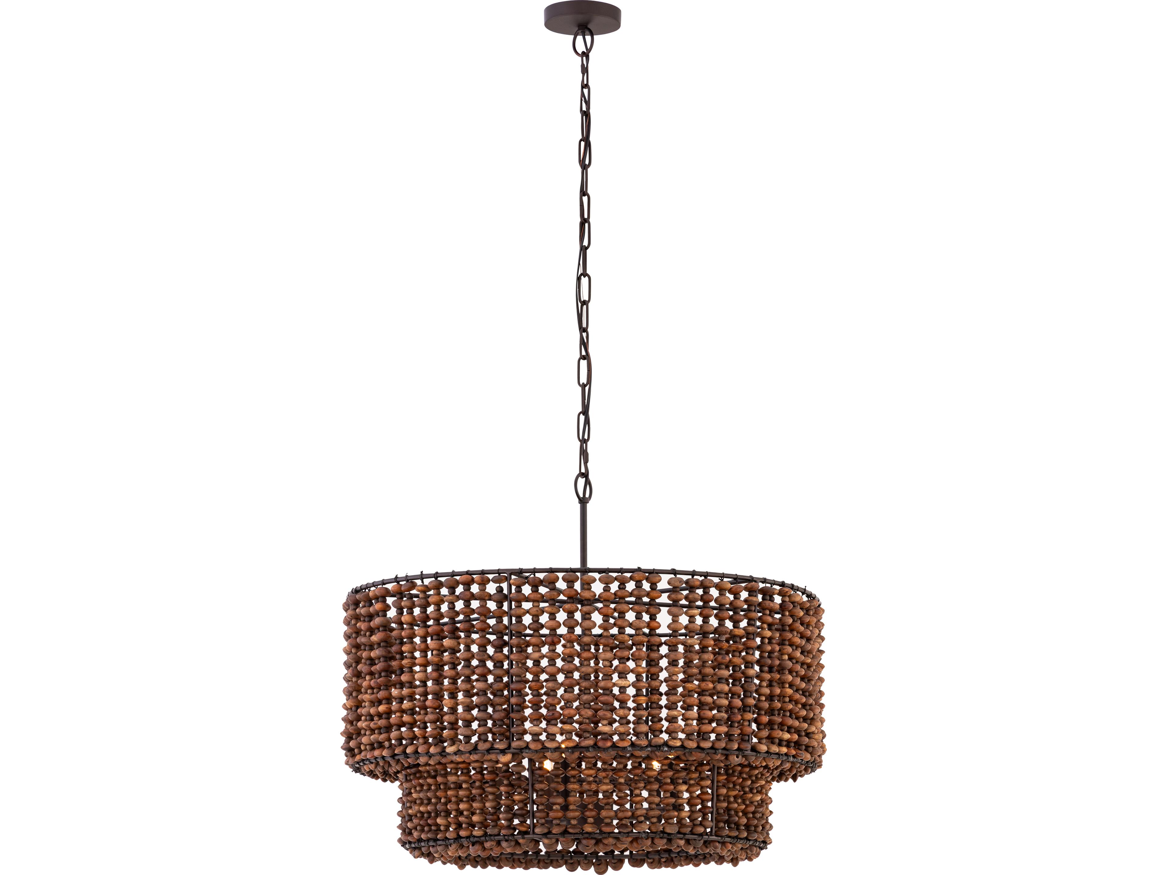 Beaudelle 5-Light Dark Bronze Drum Tiered Pendant