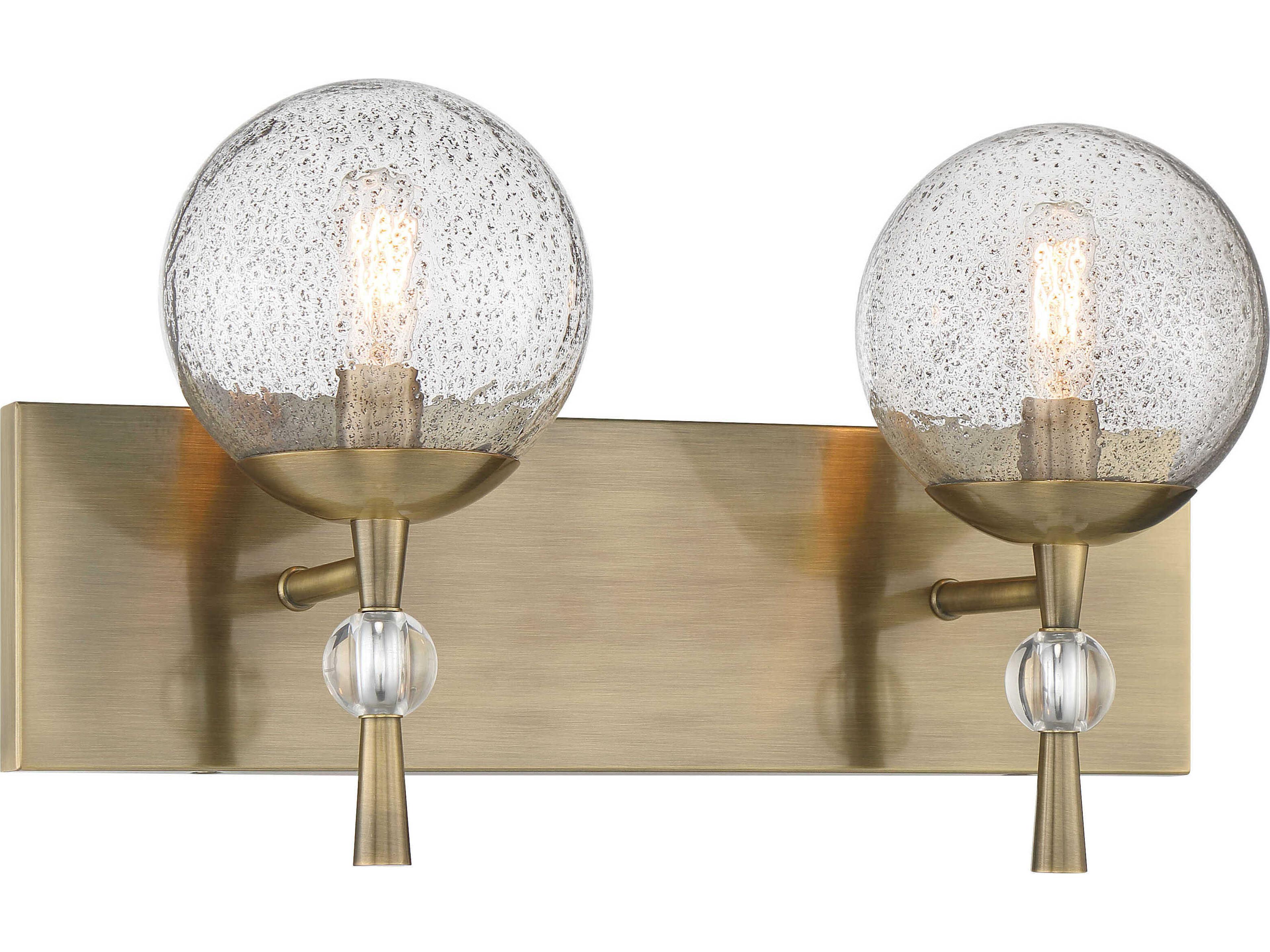 Populuxe 2-Light Oxidized Aged Brass Glass Vanity Light