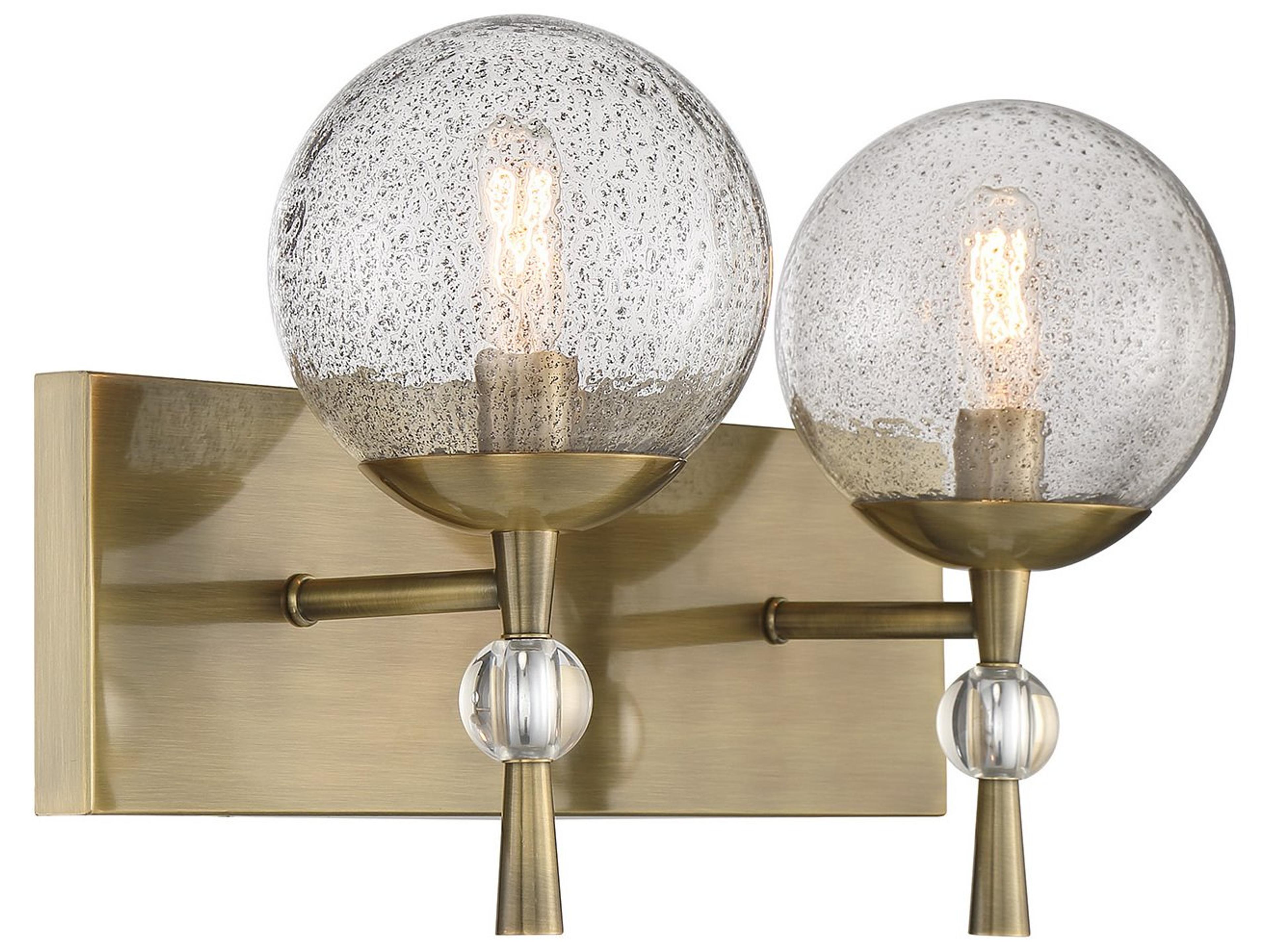 Minka Lavery Populuxe 2-Light Oxidized Aged Brass Glass Vanity Light
