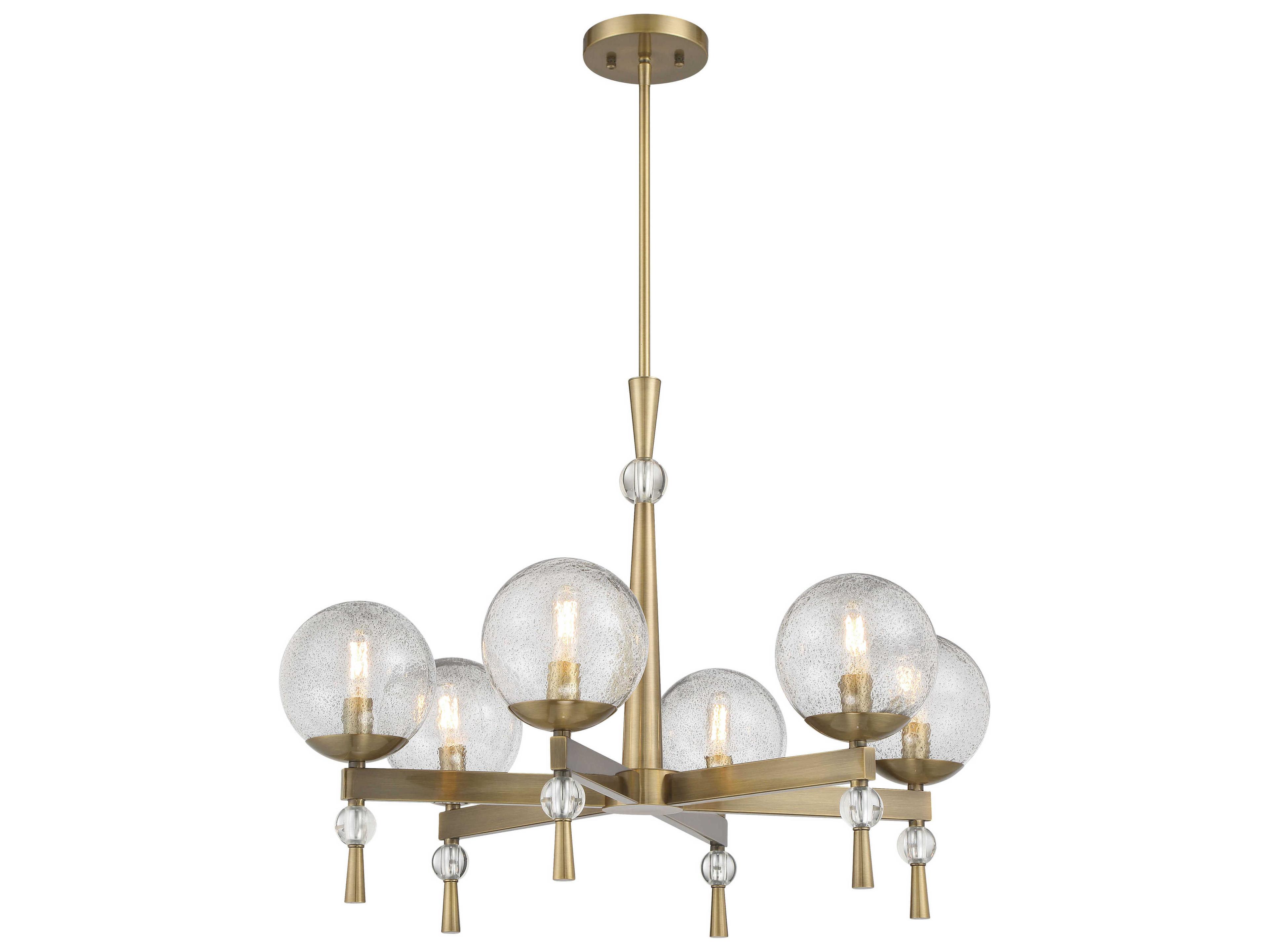 Populuxe 6-Light Oxidized Aged Brass Glass Candelabra Globe Chandelier