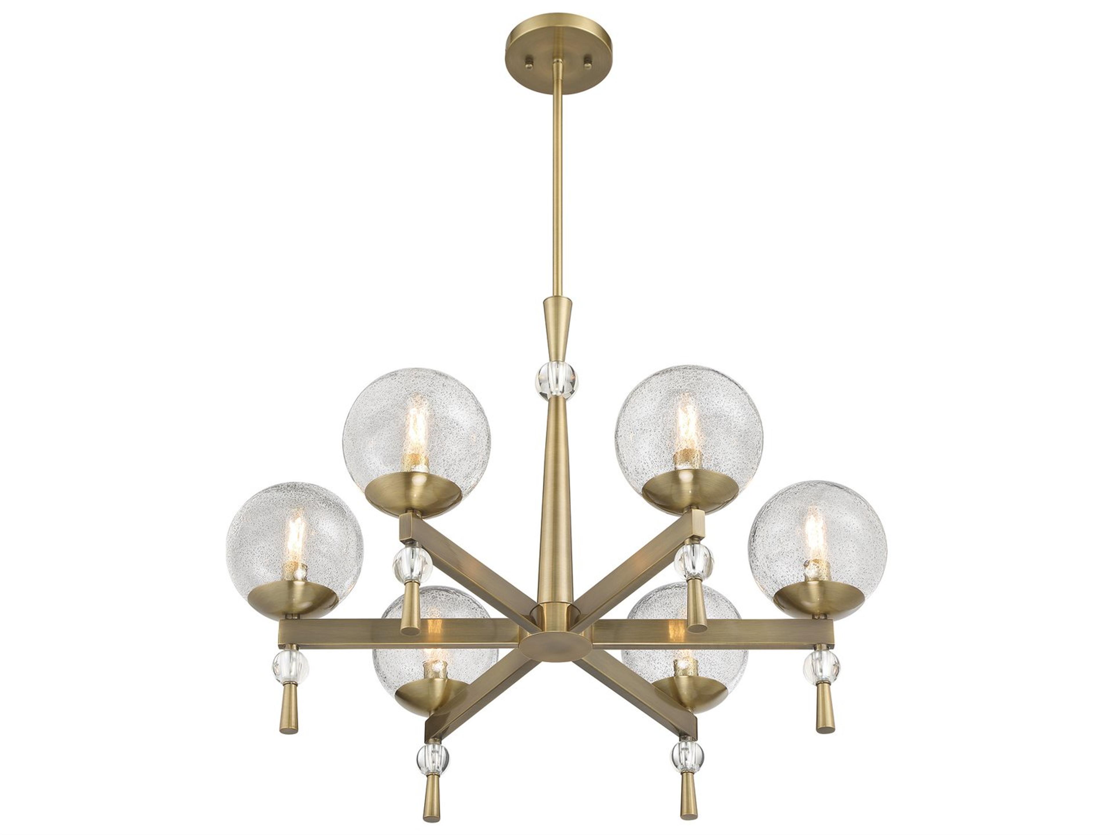 Minka Lavery Populuxe 6-Light Oxidized Aged Brass Glass Candelabra Globe Chandelier
