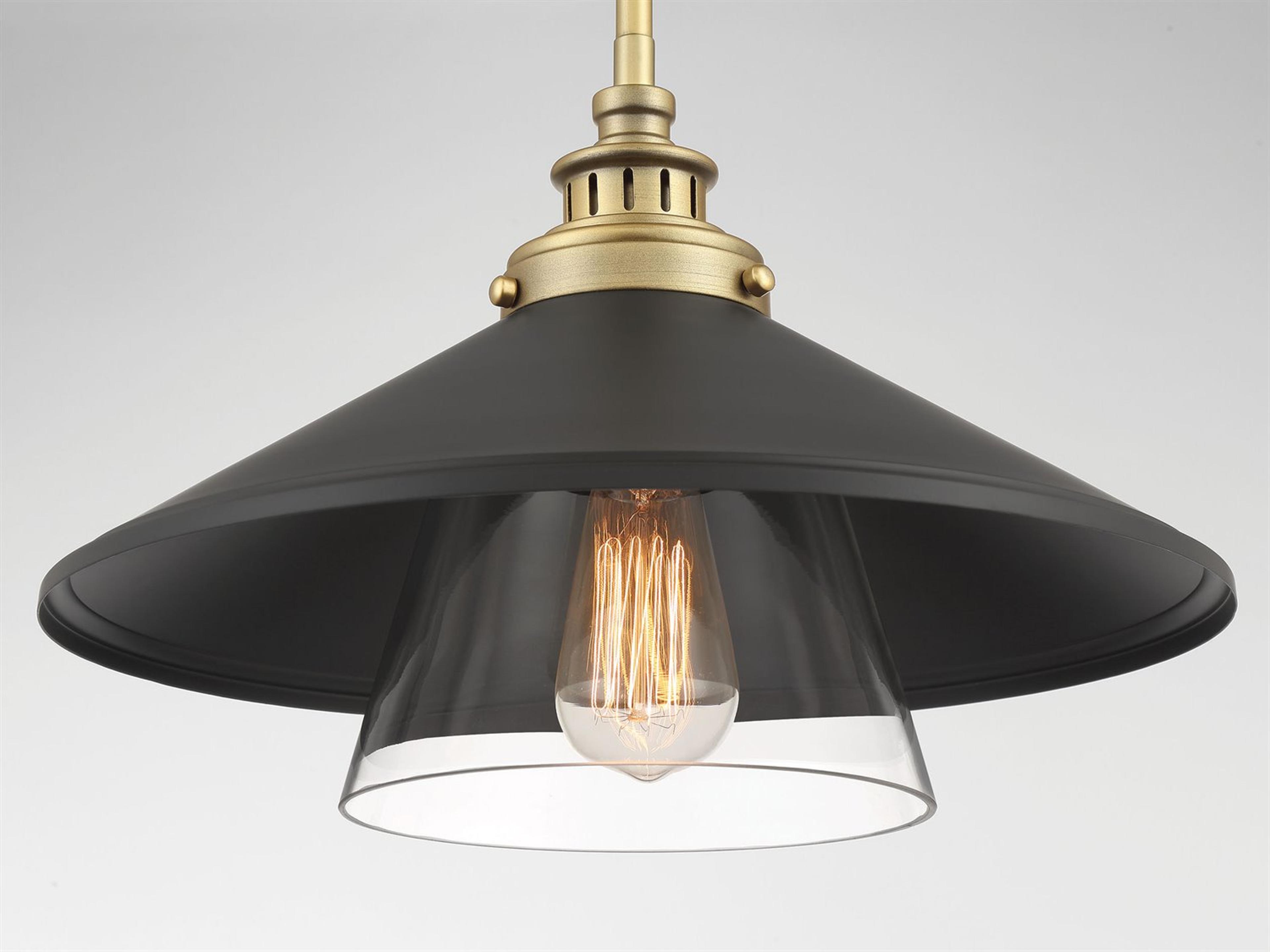 Minka Lavery Segan 1-Light Coal Painted Soft Brass Black Pendant