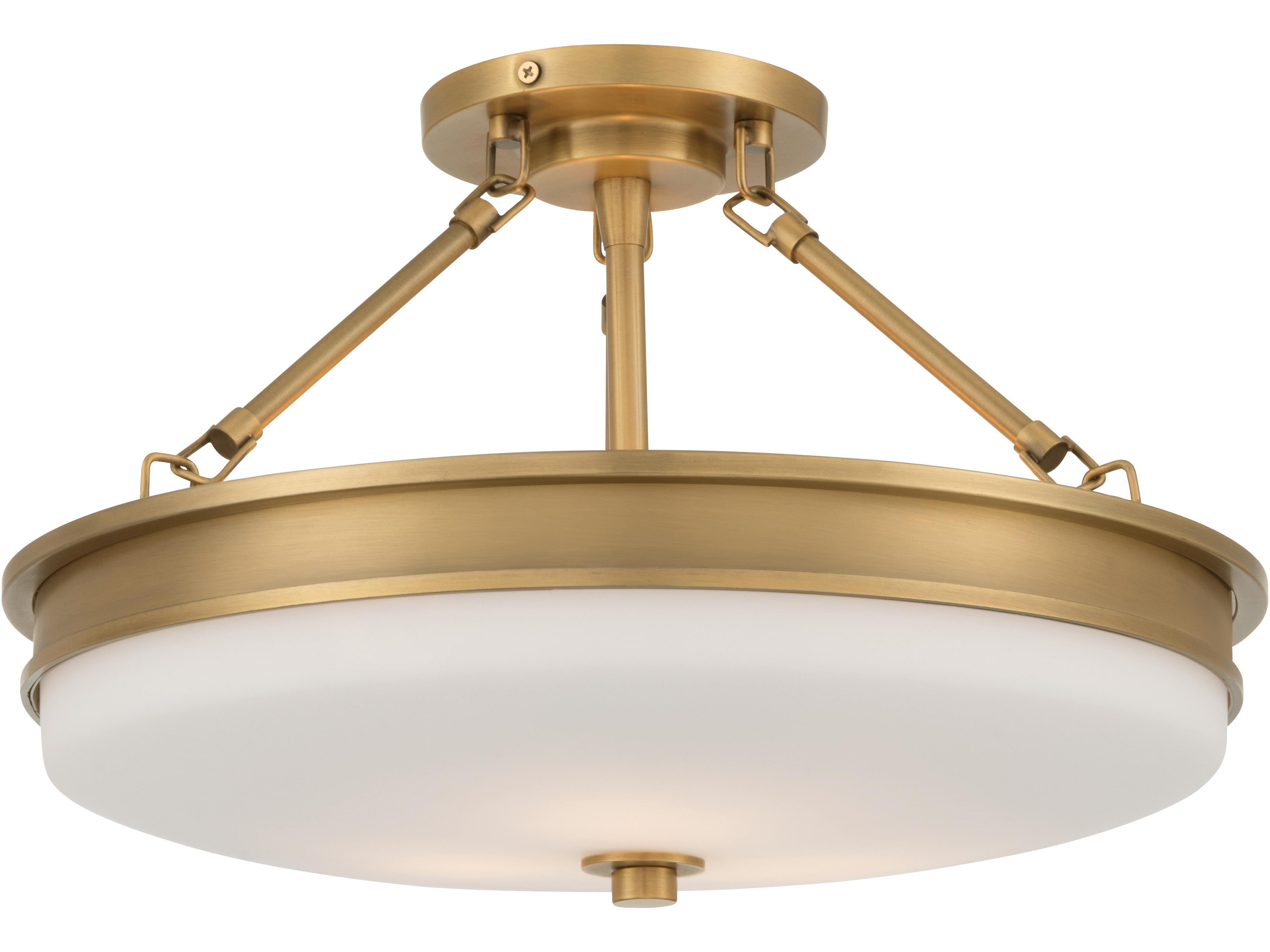 Halora 3-Light Legacy Brass Round Semi Flush Mount