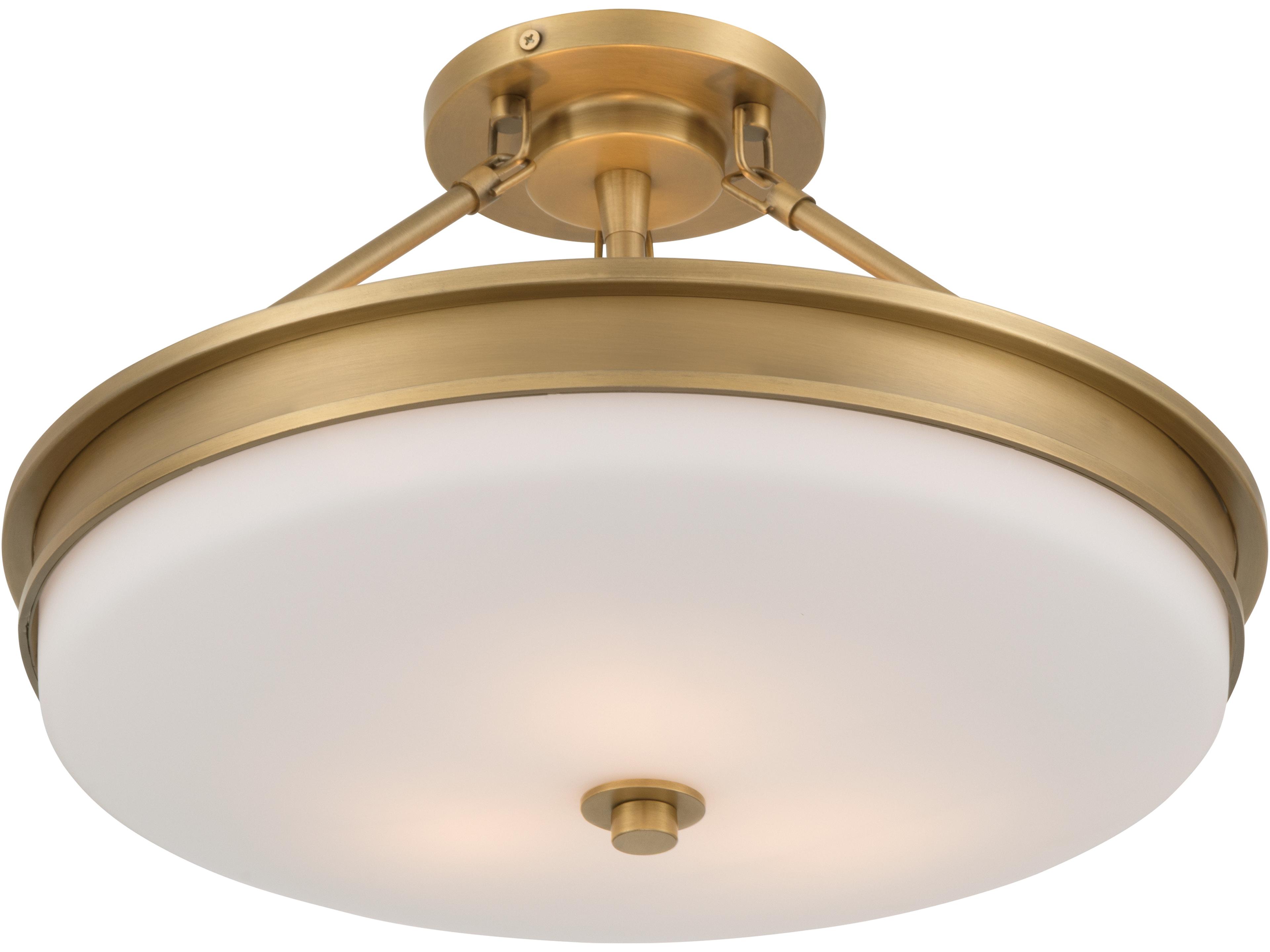 Minka Lavery Halora 3-Light Legacy Brass Round Semi Flush Mount