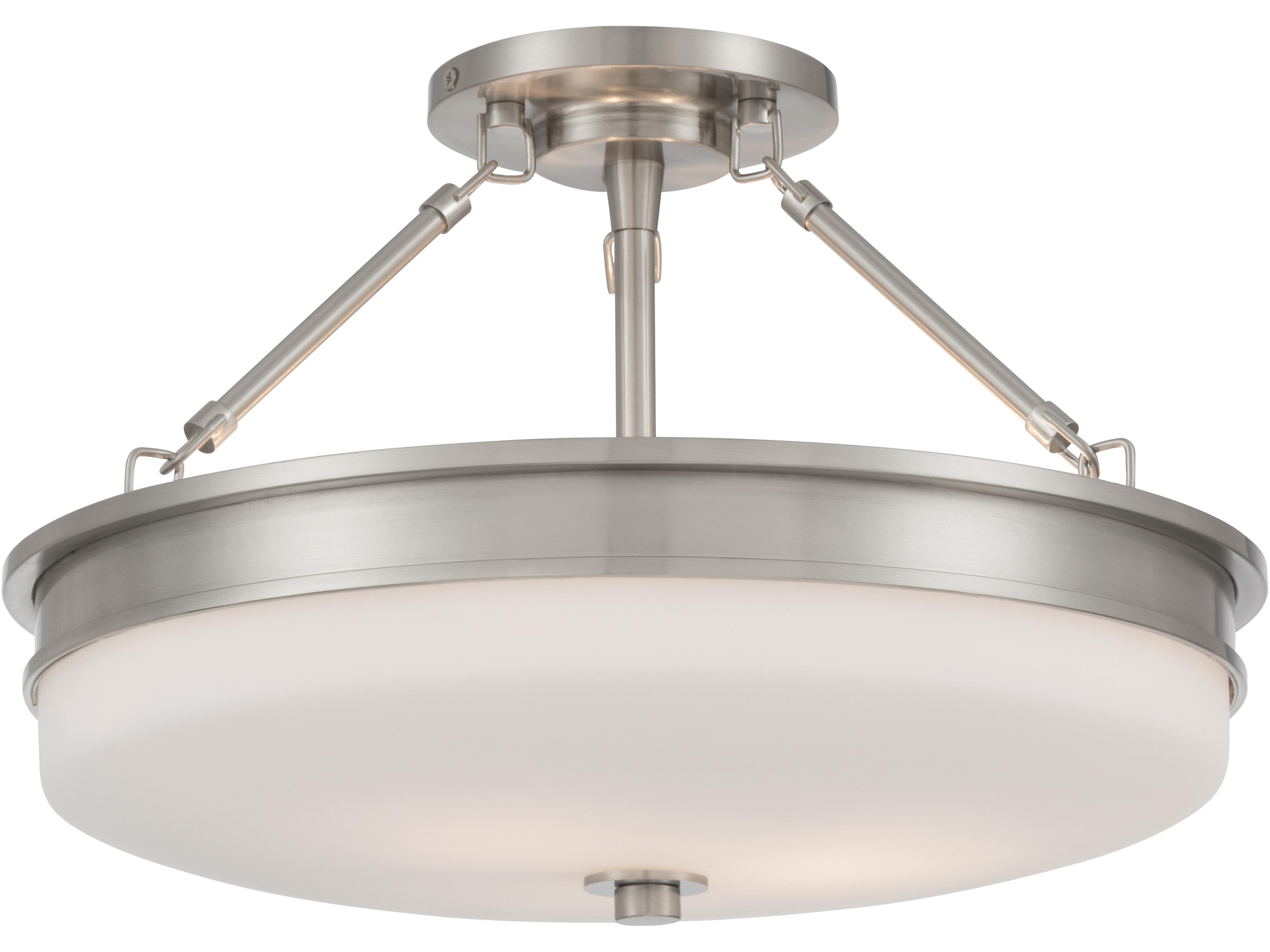Halora 3-Light Brushed Nickel Round Semi Flush Mount