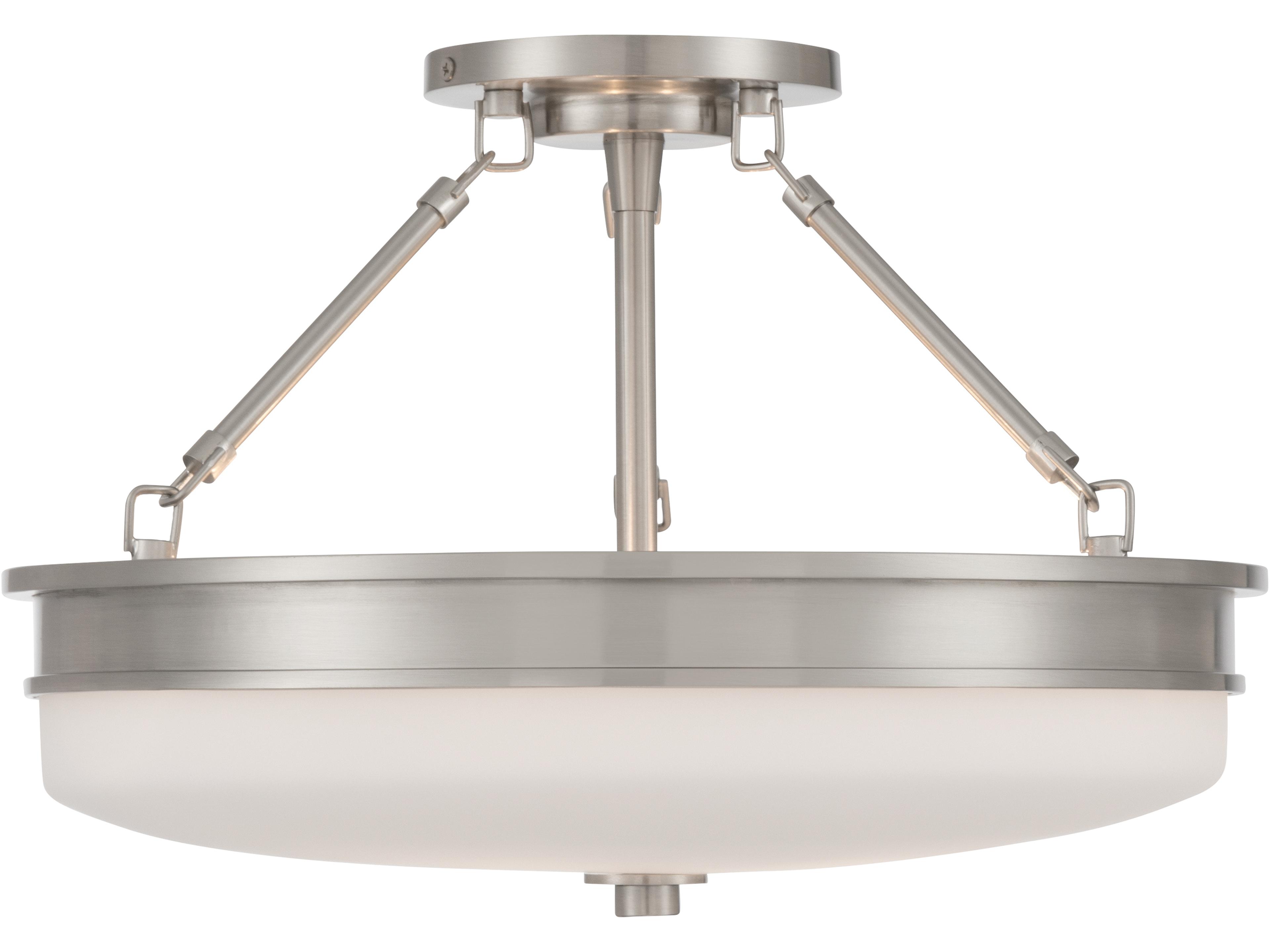 Minka Lavery Halora 3-Light Brushed Nickel Round Semi Flush Mount