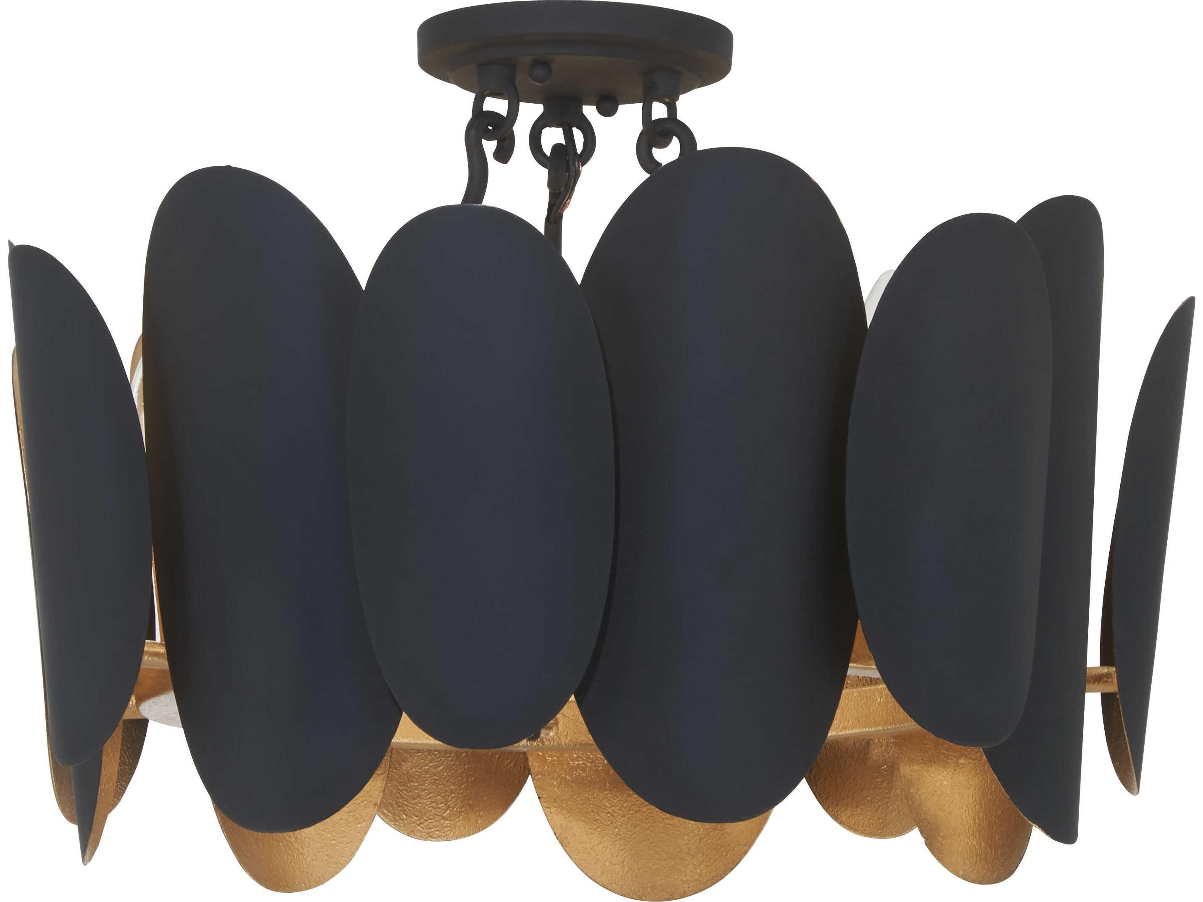 Vailen 7-Light Dark Matte Black Geometric Semi Flush Mount