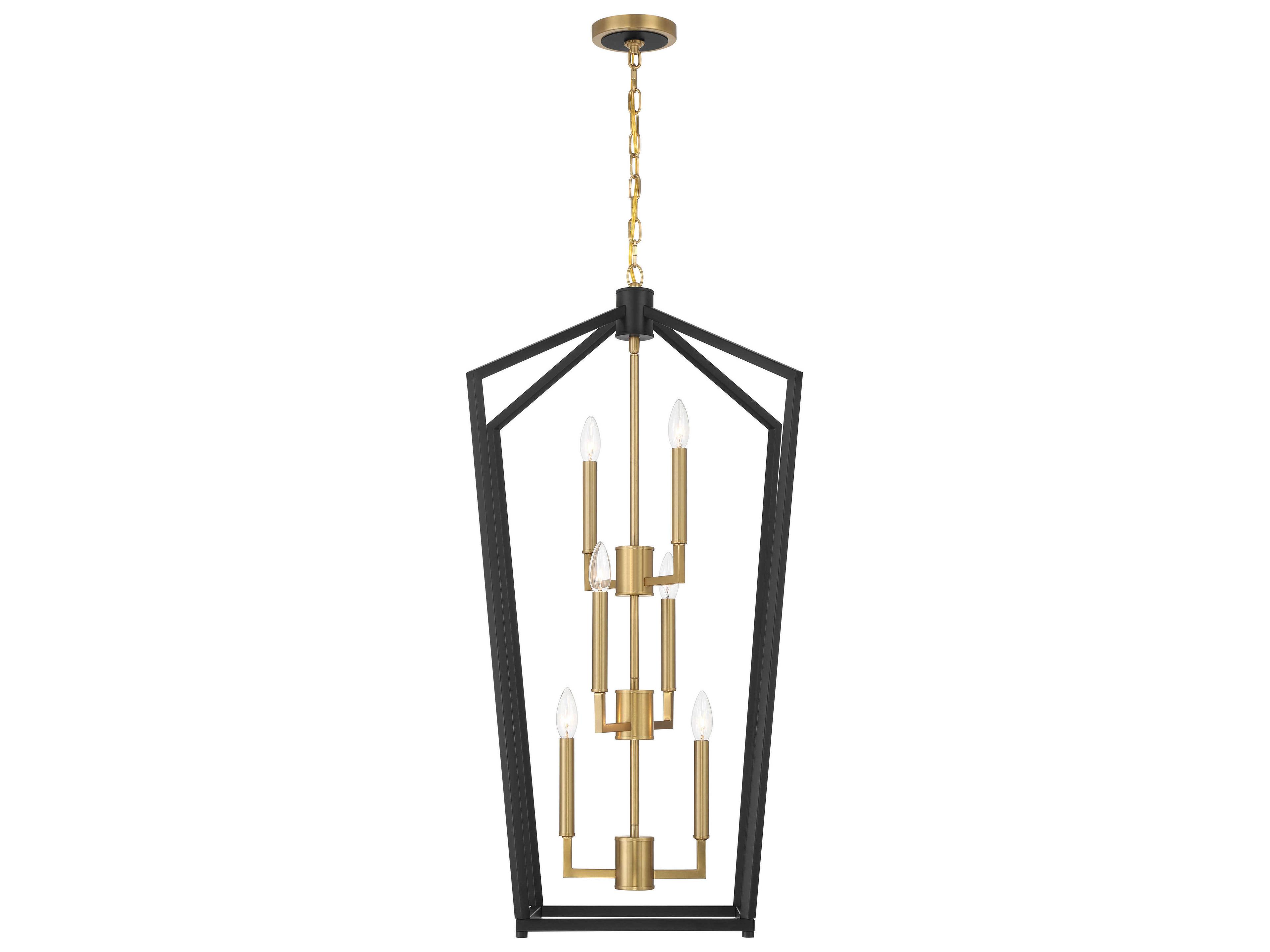 Minka Lavery Colwick 6-Light Coal Black Signature Brass Tiered Pendant