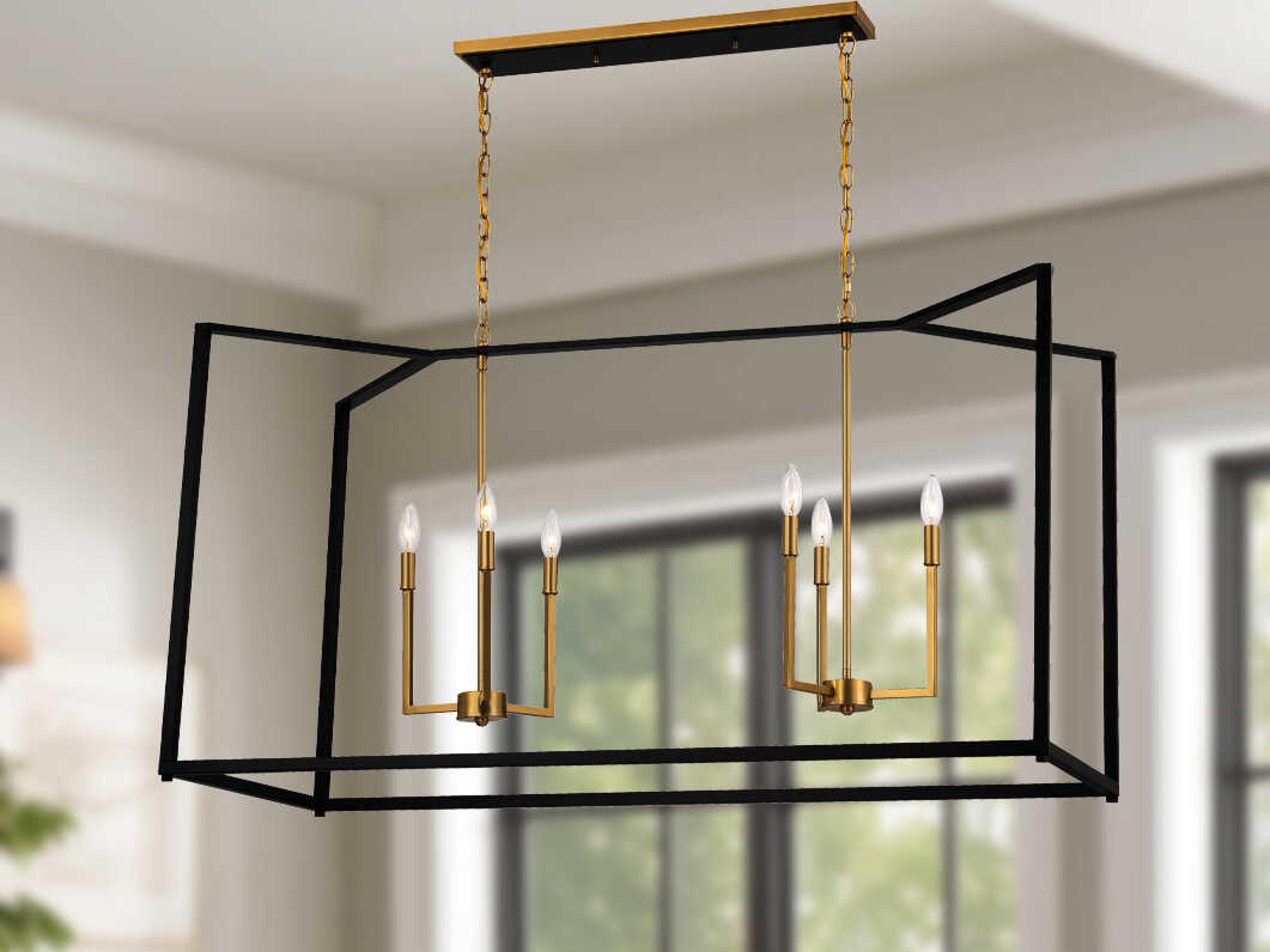 Minka Lavery Colwick 6-Light Coal Black Signature Brass Island Pendant