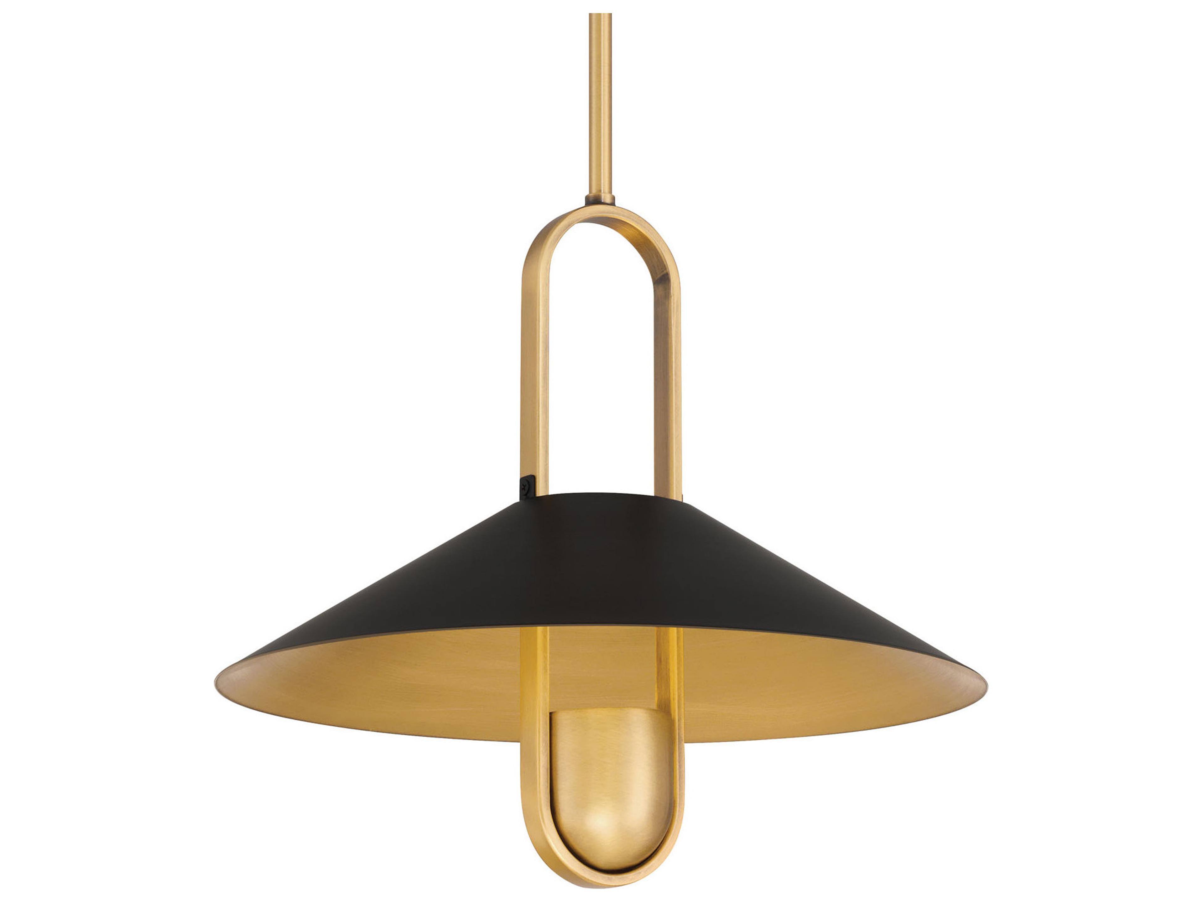 Minka Lavery Goldenridge 1-Light Legacy Brass Dark Matte Black Pendant