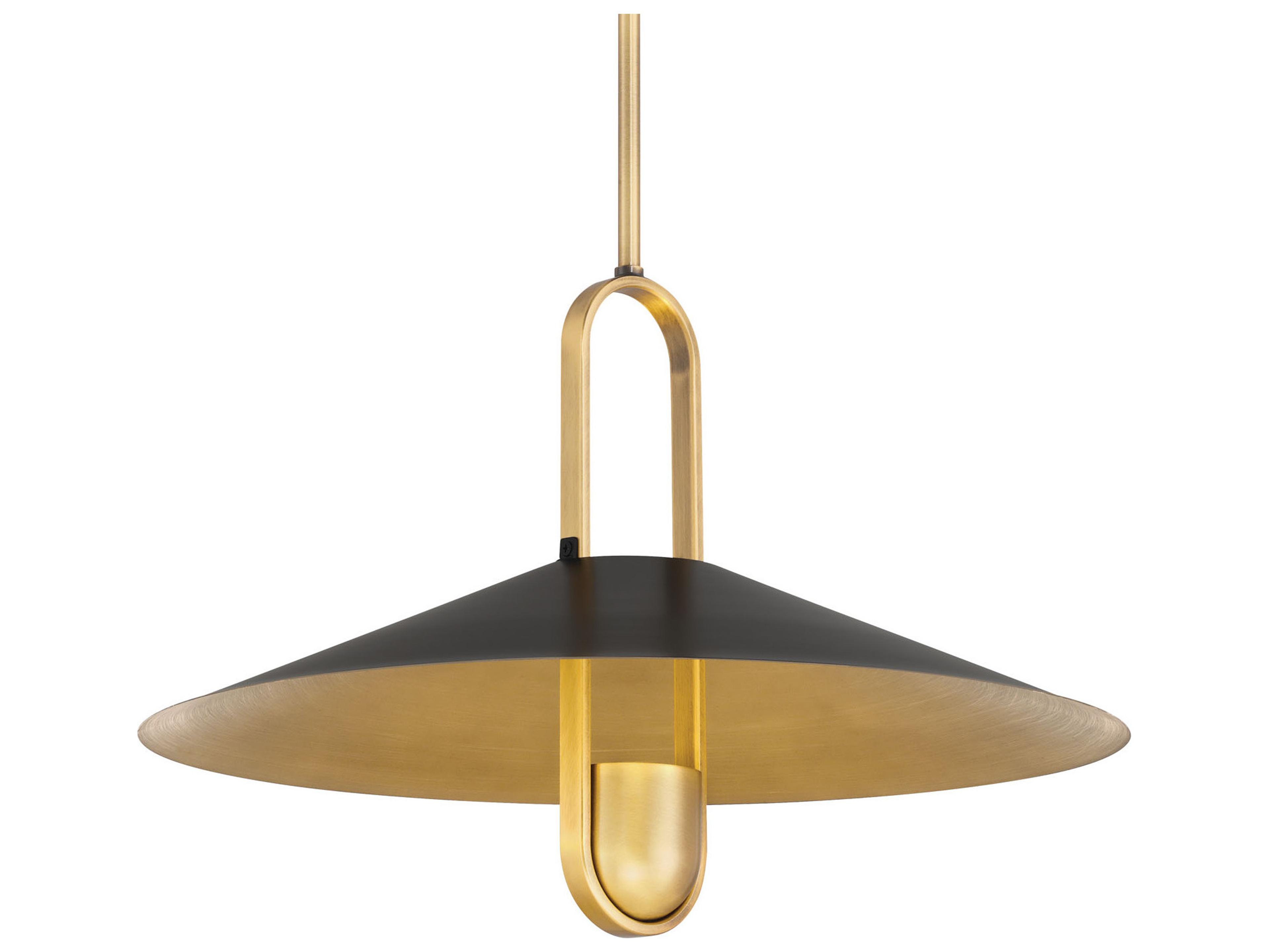 Minka Lavery Goldenridge 1-Light Legacy Brass Dark Matte Black Pendant