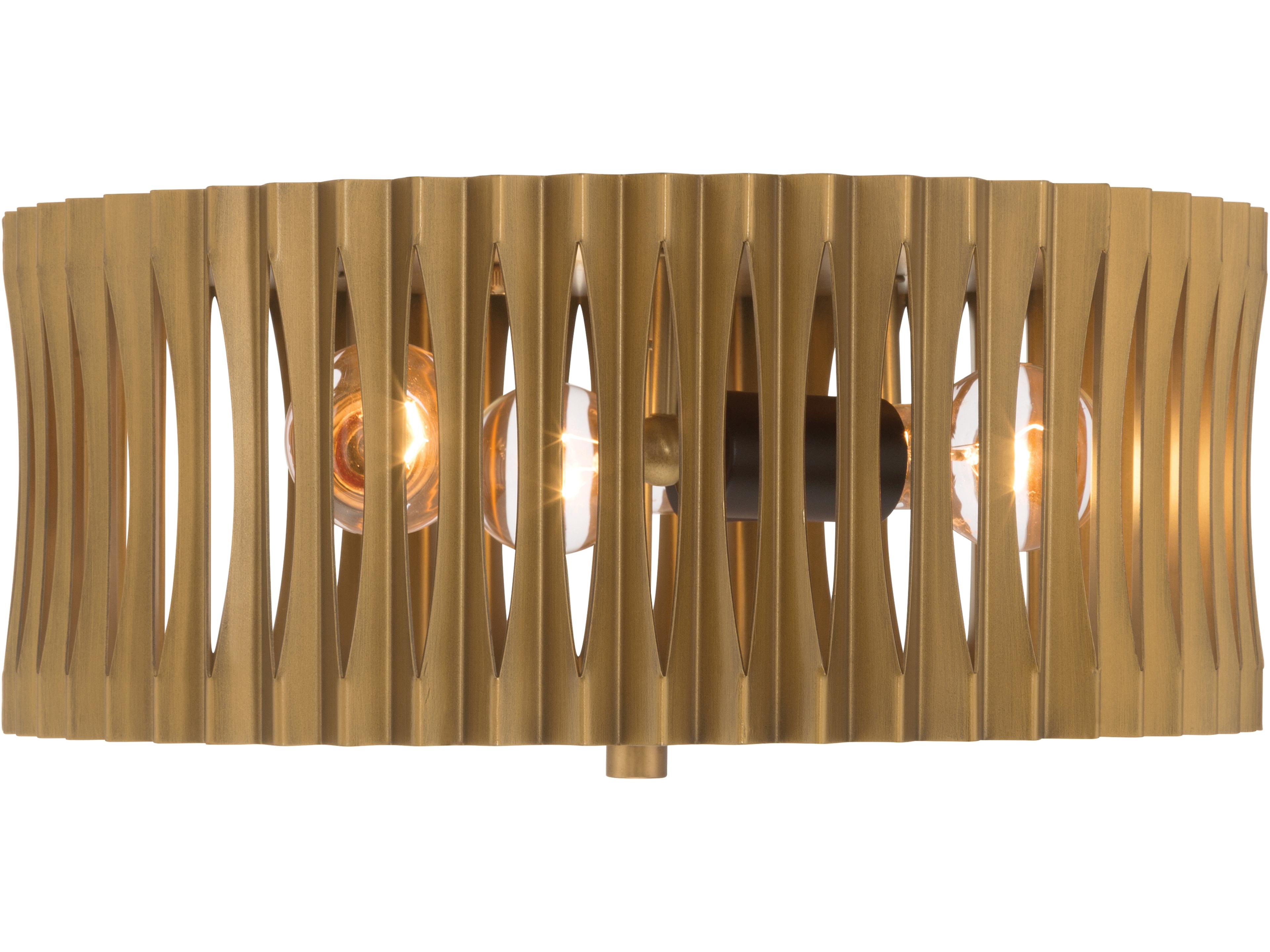 Minka Lavery Aven 3-Light Sand Coal Black Brass Drum Flush Mount