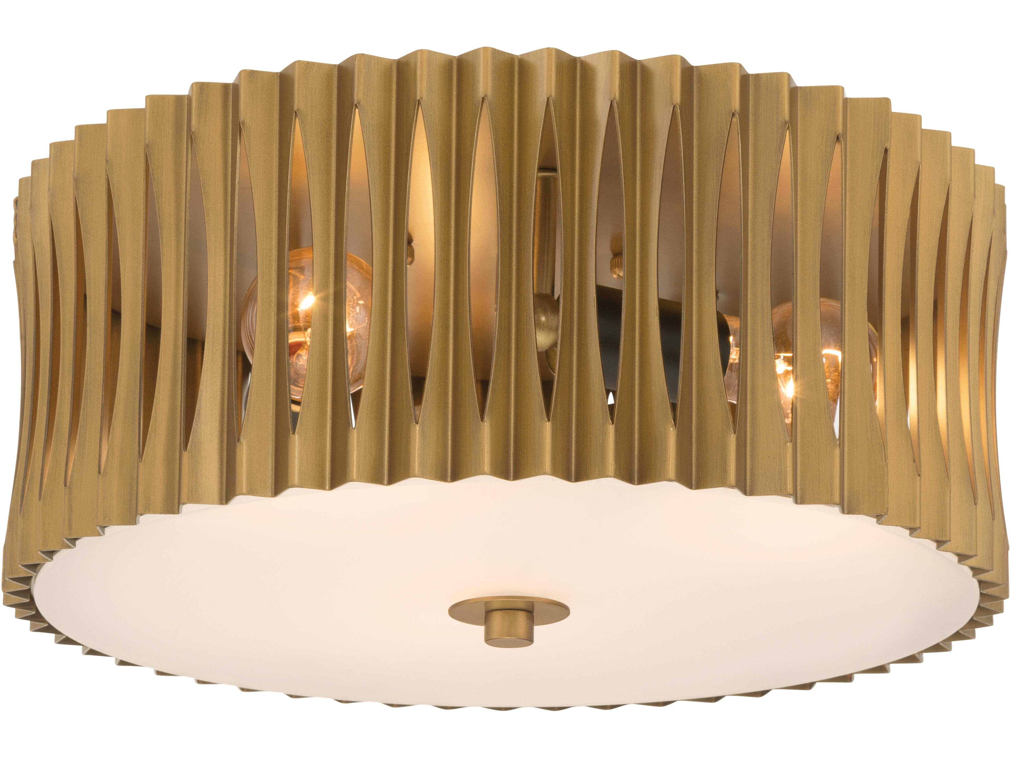 Minka Lavery Aven 3-Light Sand Coal Black Brass Drum Flush Mount