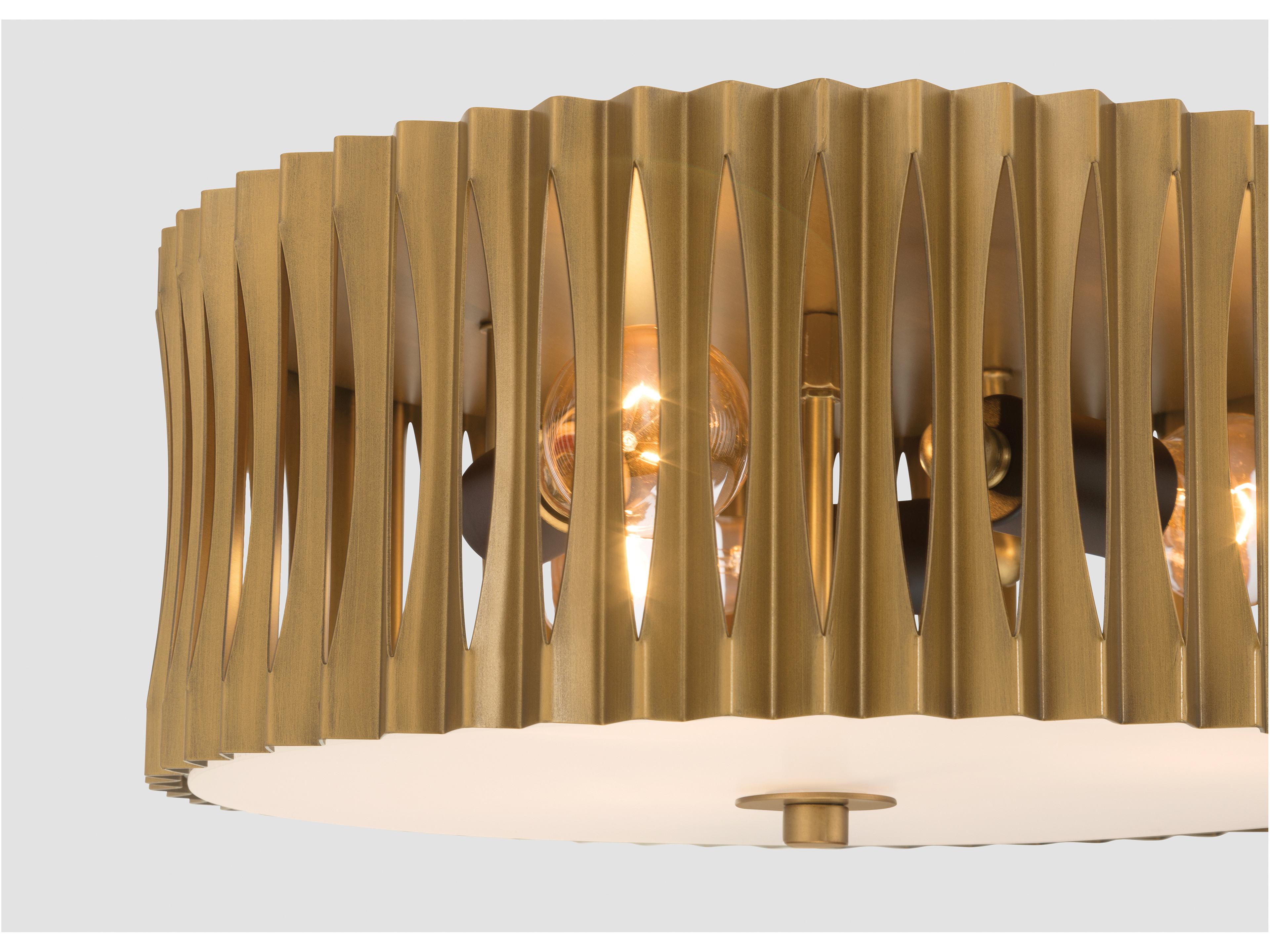 Minka Lavery Aven 3-Light Sand Coal Black Brass Drum Flush Mount