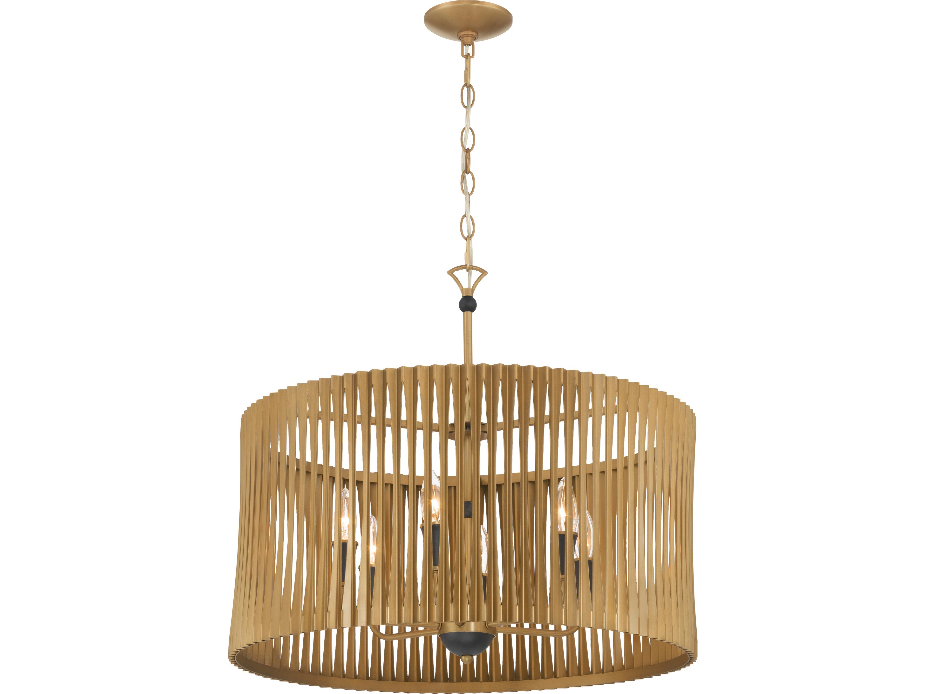 Aven 6-Light Sand Coal Black Brass Drum Pendant