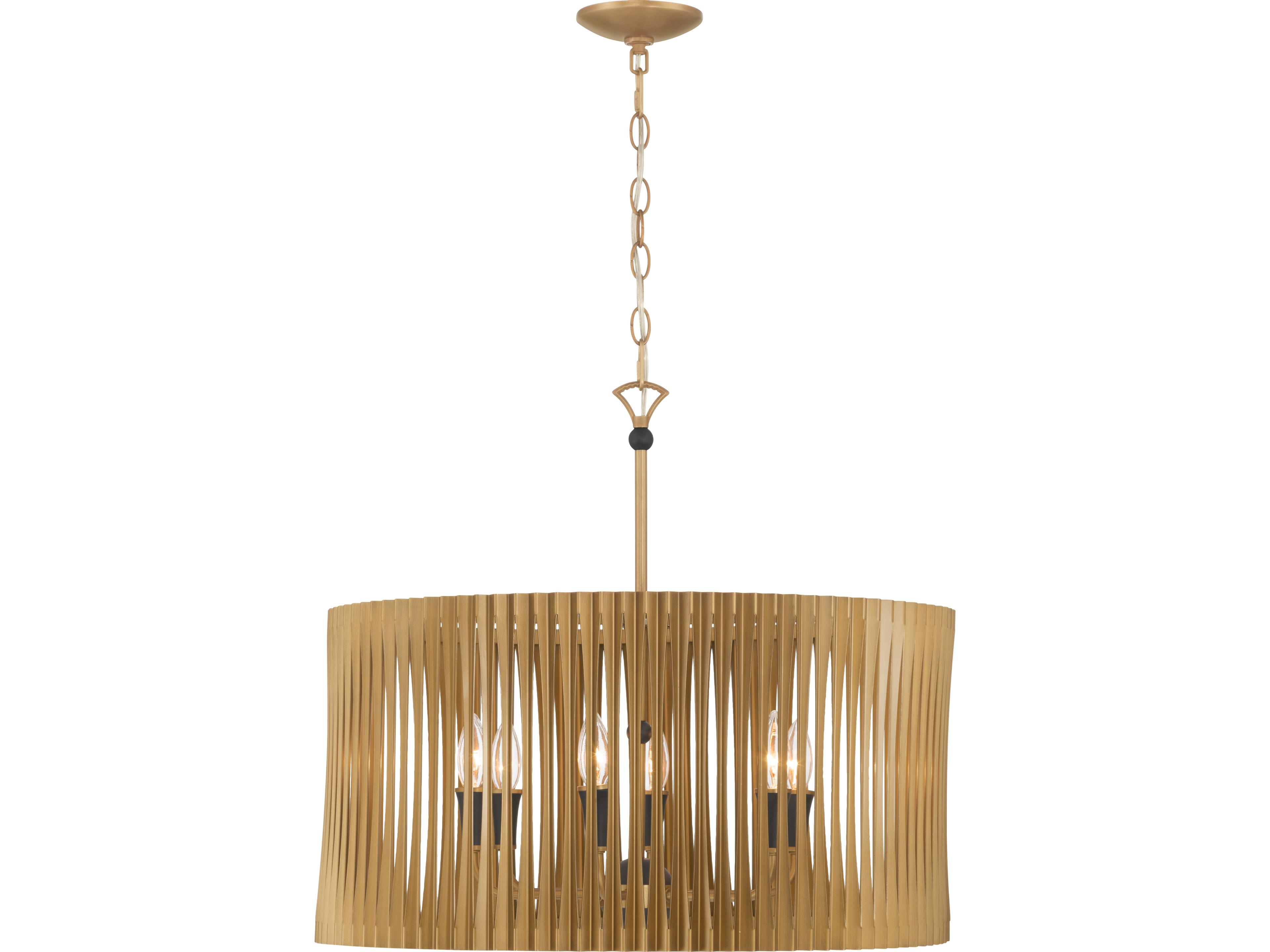 Minka Lavery Aven 6-Light Sand Coal Black Brass Drum Pendant
