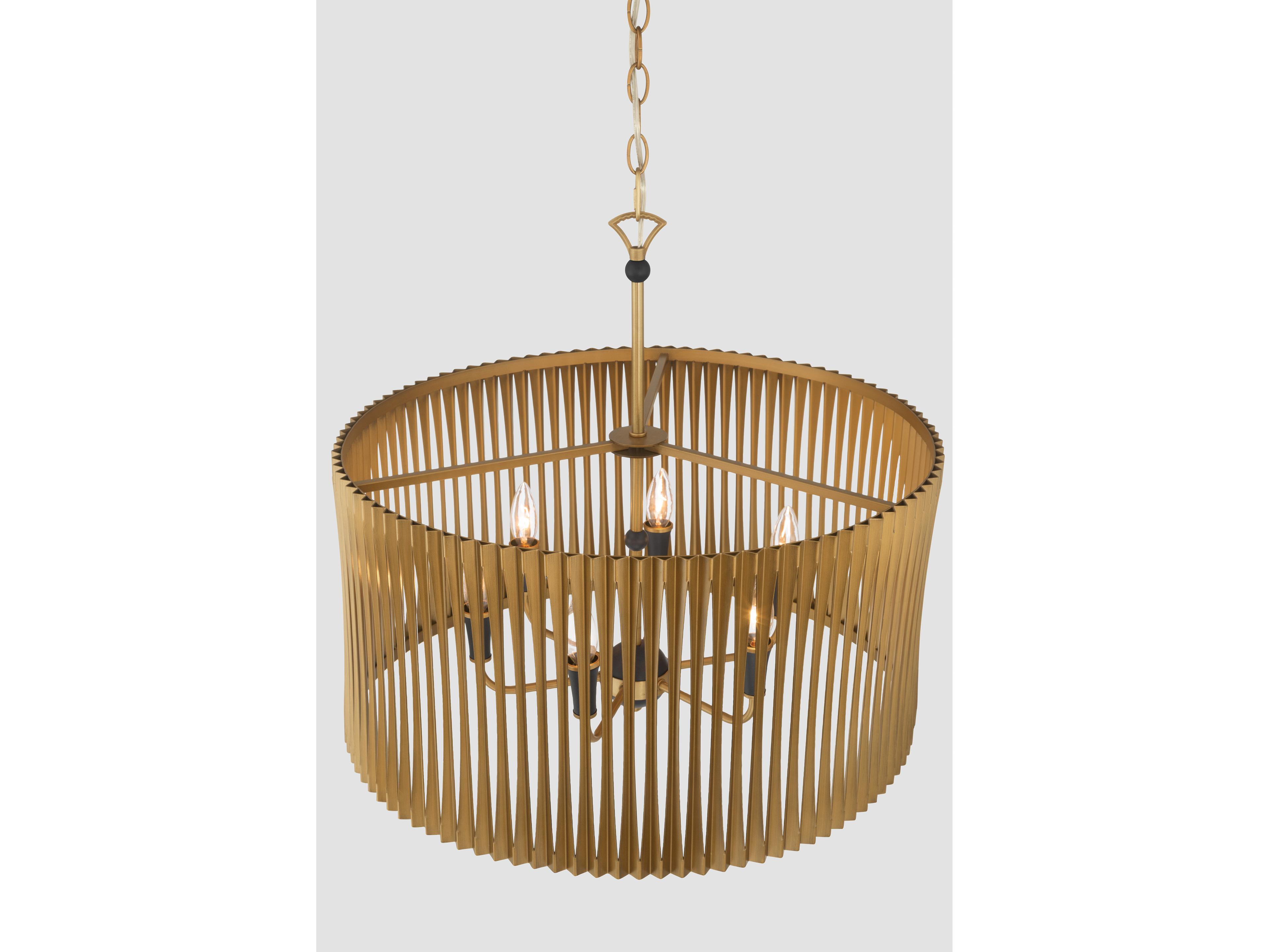 Minka Lavery Aven 6-Light Sand Coal Black Brass Drum Pendant